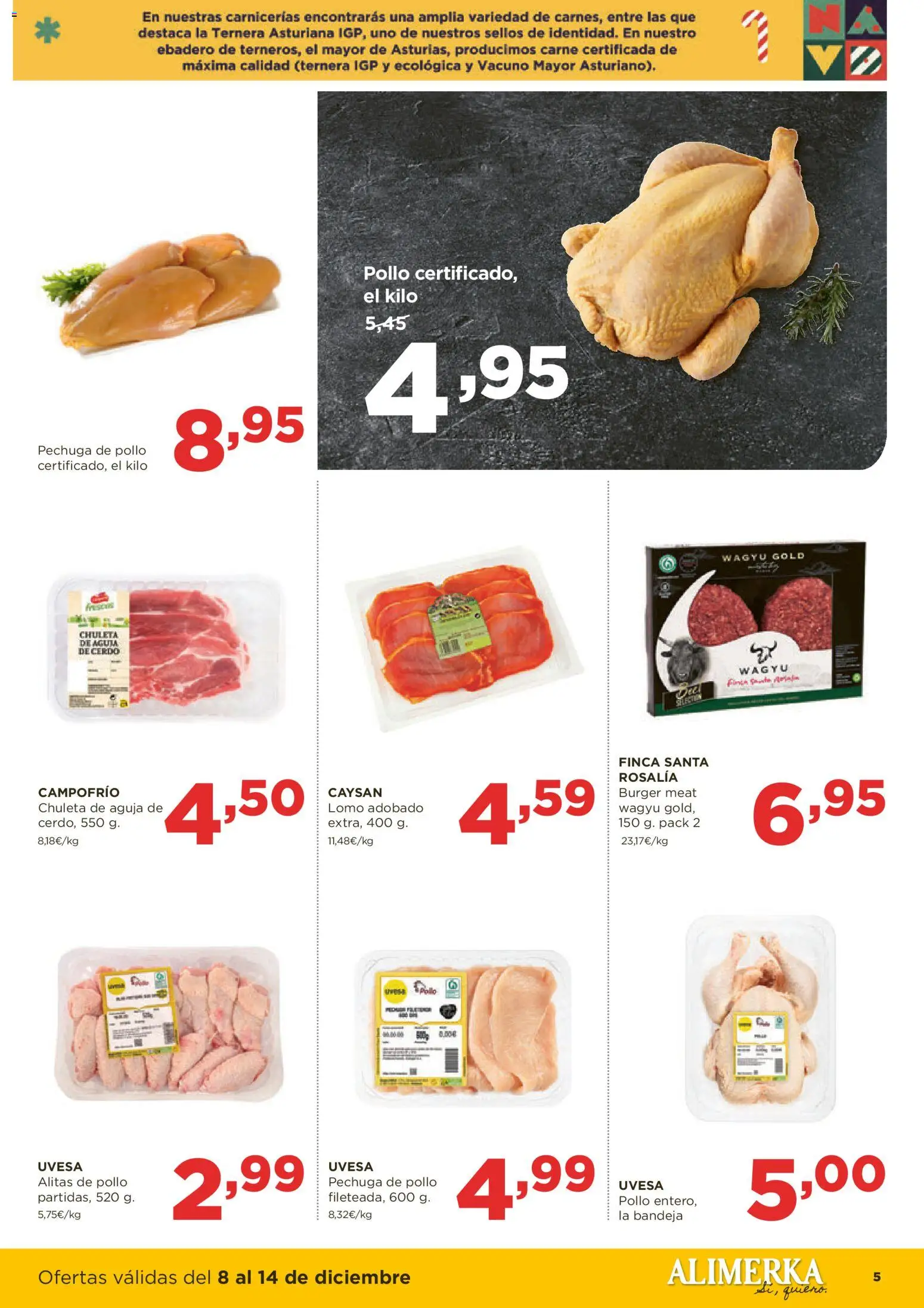 Alimerka folleto Asturias │ válido desde el 08.12.2025 | Página: 5 | Productos: Cerdo, Bandeja