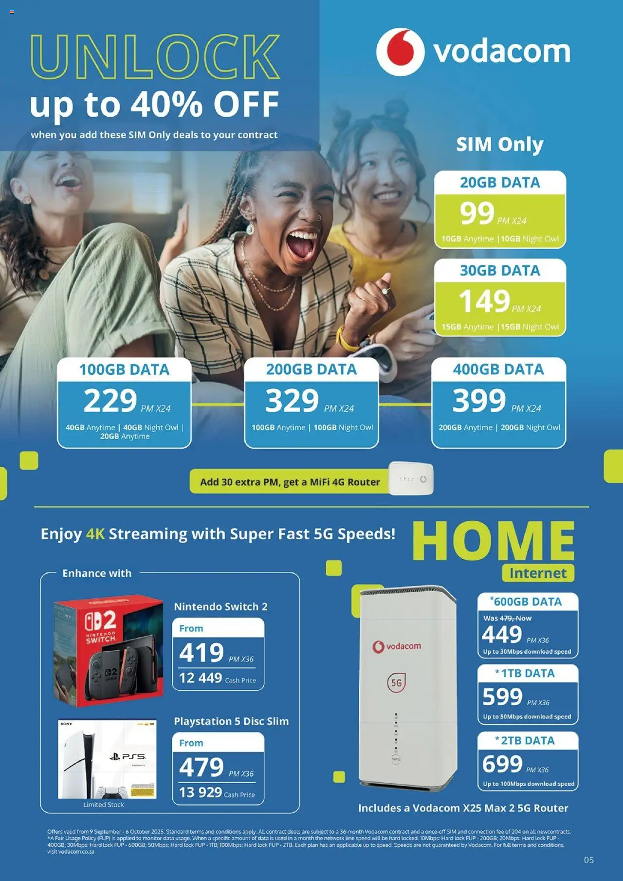 New Cellucity catalogue – valid from 09.09.2025 | Page: 5 | Products: Sim, Router, Playstation, Lock