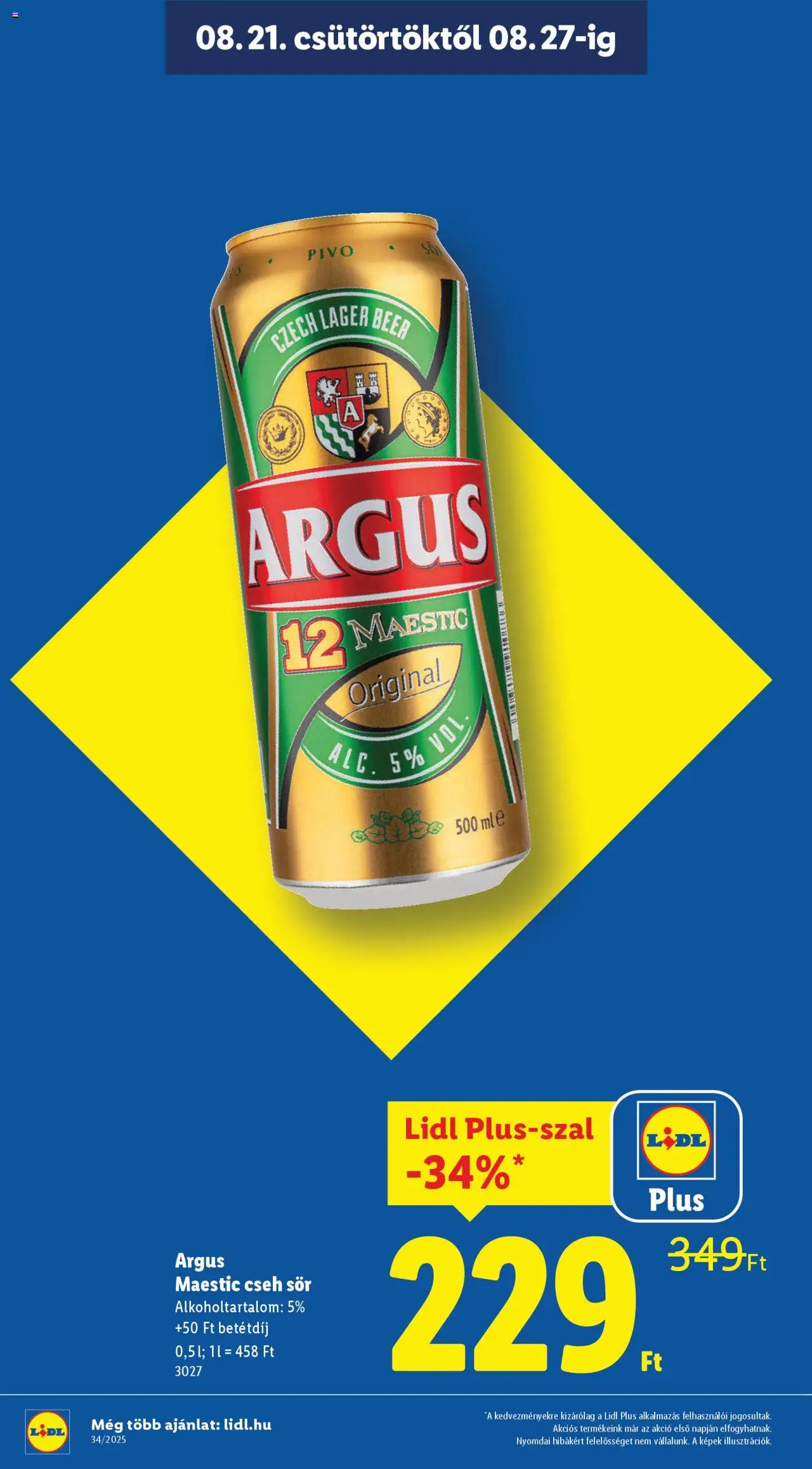 Lidl akciós ujság - amely érvényes a következő dátumtól: 21.08.2025 | Oldal: 4 | Termékek: Sör