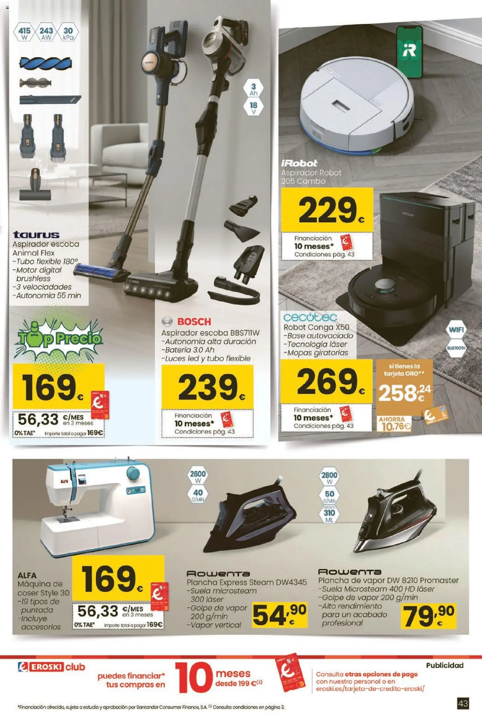 Eroski - Moda primavera-verano 2026 │ válido desde el 26.03.2026 | Página: 43 | Productos: Escoba, Robot, Aspirador, Batería