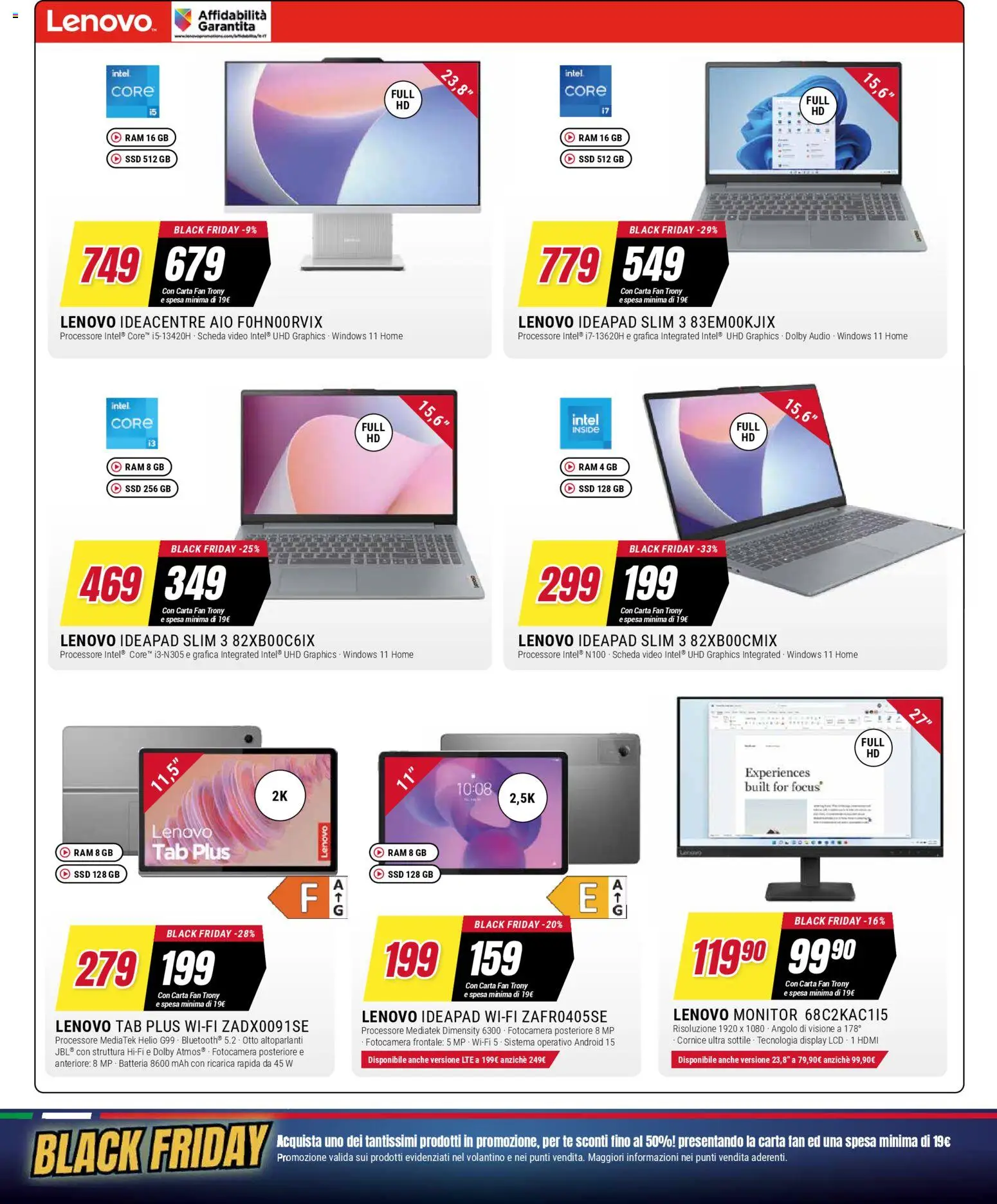 Volantino Trony del 25.11.2025 | Pagina: 7 | Prodotti: Monitor, Video, Fotocamera, Batteria