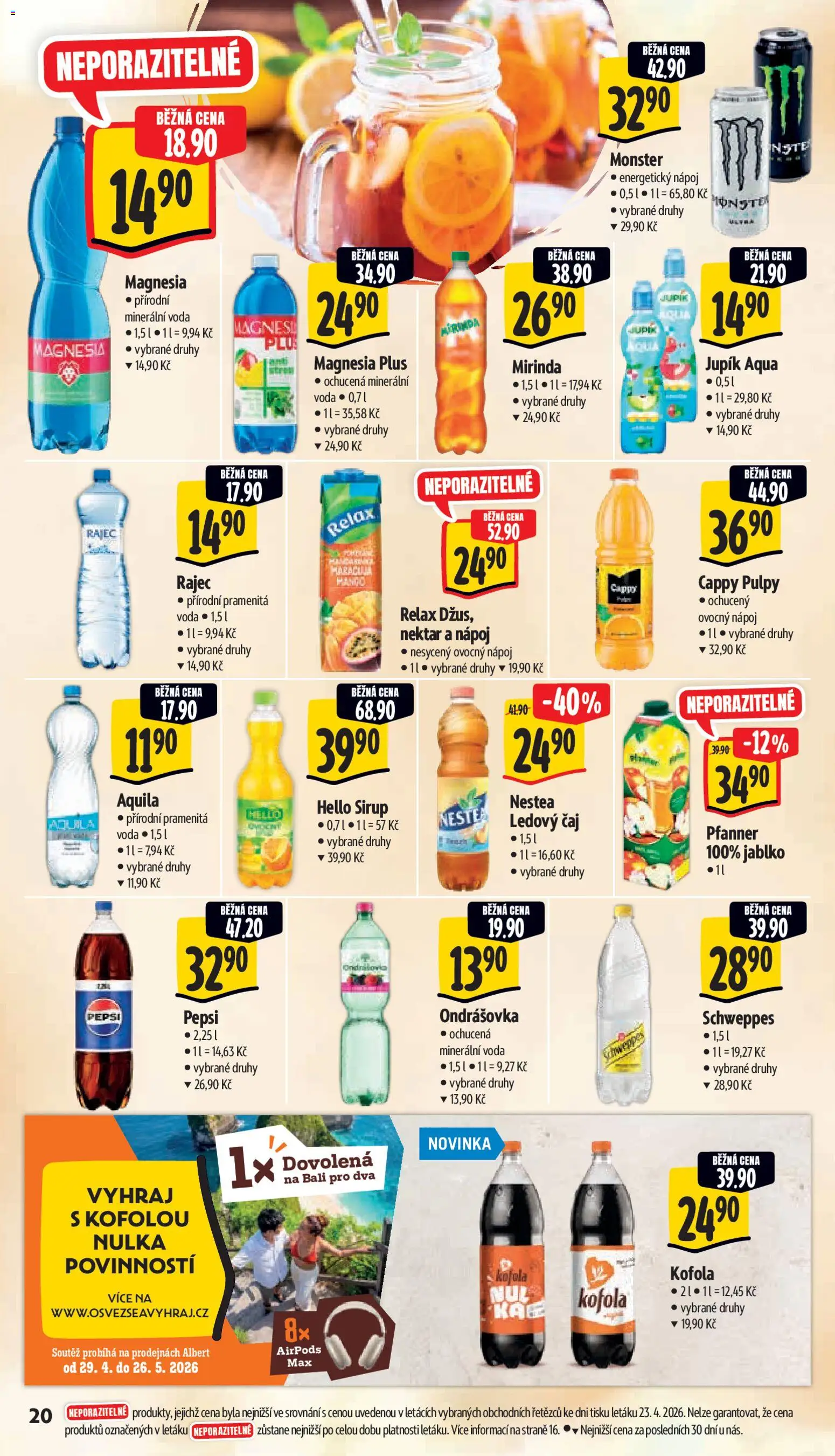 Albert leták - Supermarket od 29.04.2026 | Strana: 28 | Produkty: Čaj, Pepsi, Sirup, Kofola