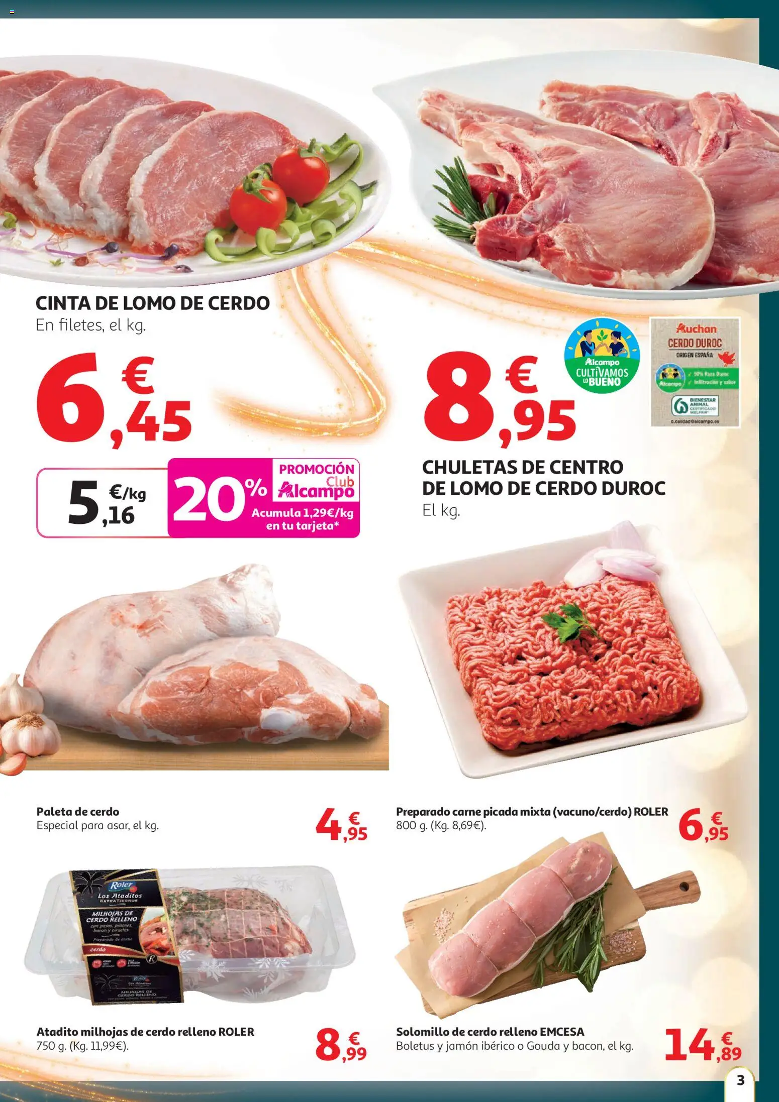 Alcampo - HG Nacional  │ válido desde el 11.12.2025 | Página: 3 | Productos: Solomillo de cerdo, Jamón ibérico, Jamón, Cerdo