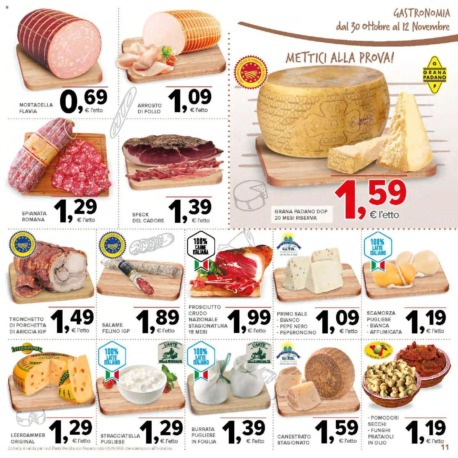 Volantino Todis del 30.10.2025 | Pagina: 11 | Prodotti: Porchetta, Pollo, Pomodori, Funghi