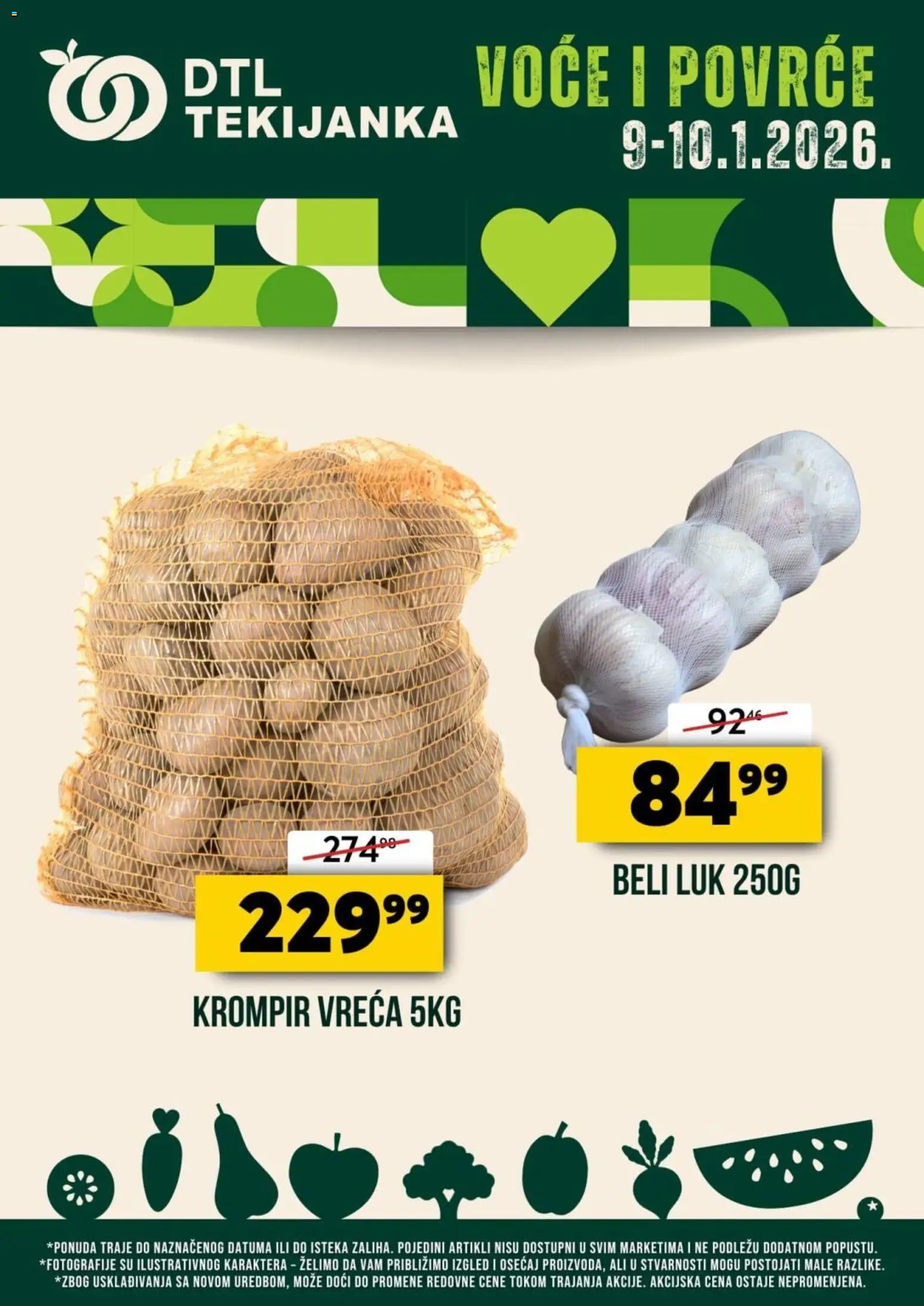 Tekijanka katalog - važi od 09.01.2026 | Strana: 1 | Proizvode: Krompir, Beli luk