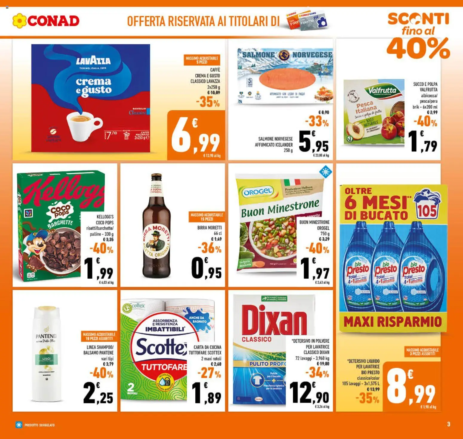 Volantino Conad del 01.12.2025 | Pagina: 3 | Prodotti: Birra, Salmone, Pesca, Lavatrice