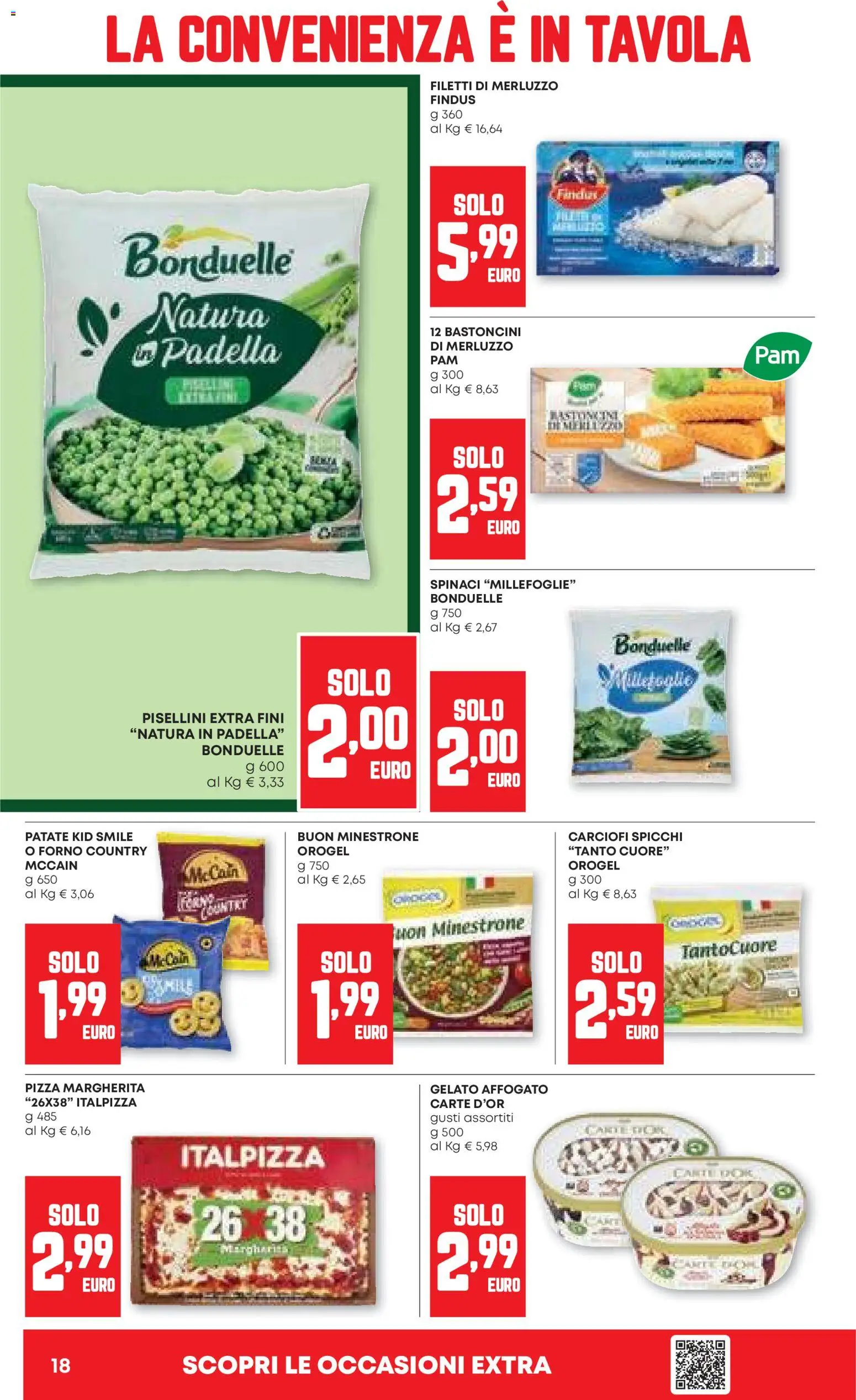 Volantino PAM del 26.03.2026 | Pagina: 18 | Prodotti: Minestrone, Gelato, Carciofi, Padella