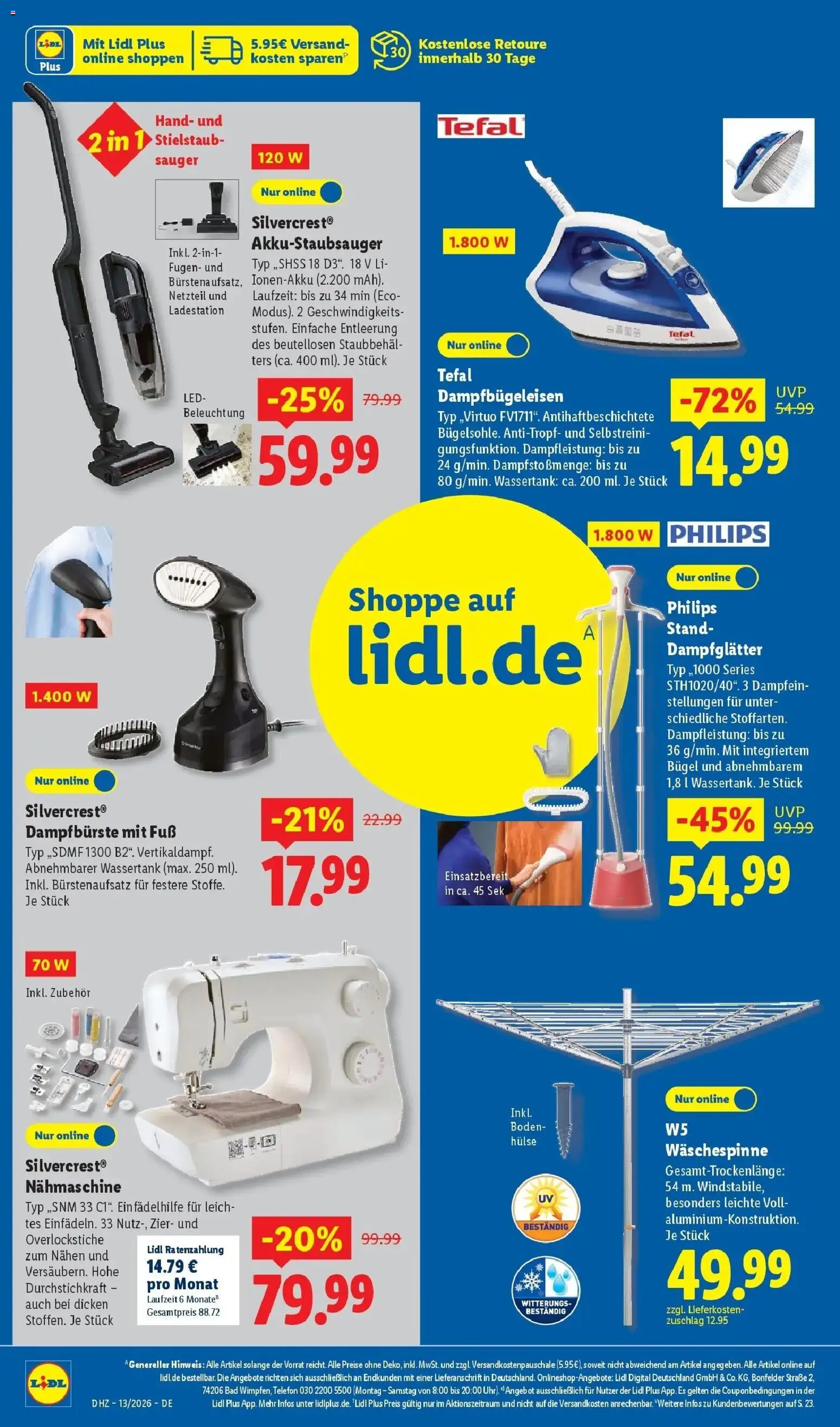 Lidl Prospekt Hof-innenstadt – gültig ab 23.03.2026 | Seite: 62 | Produkte: Philips, Nähmaschine, Netzteil, Telefon