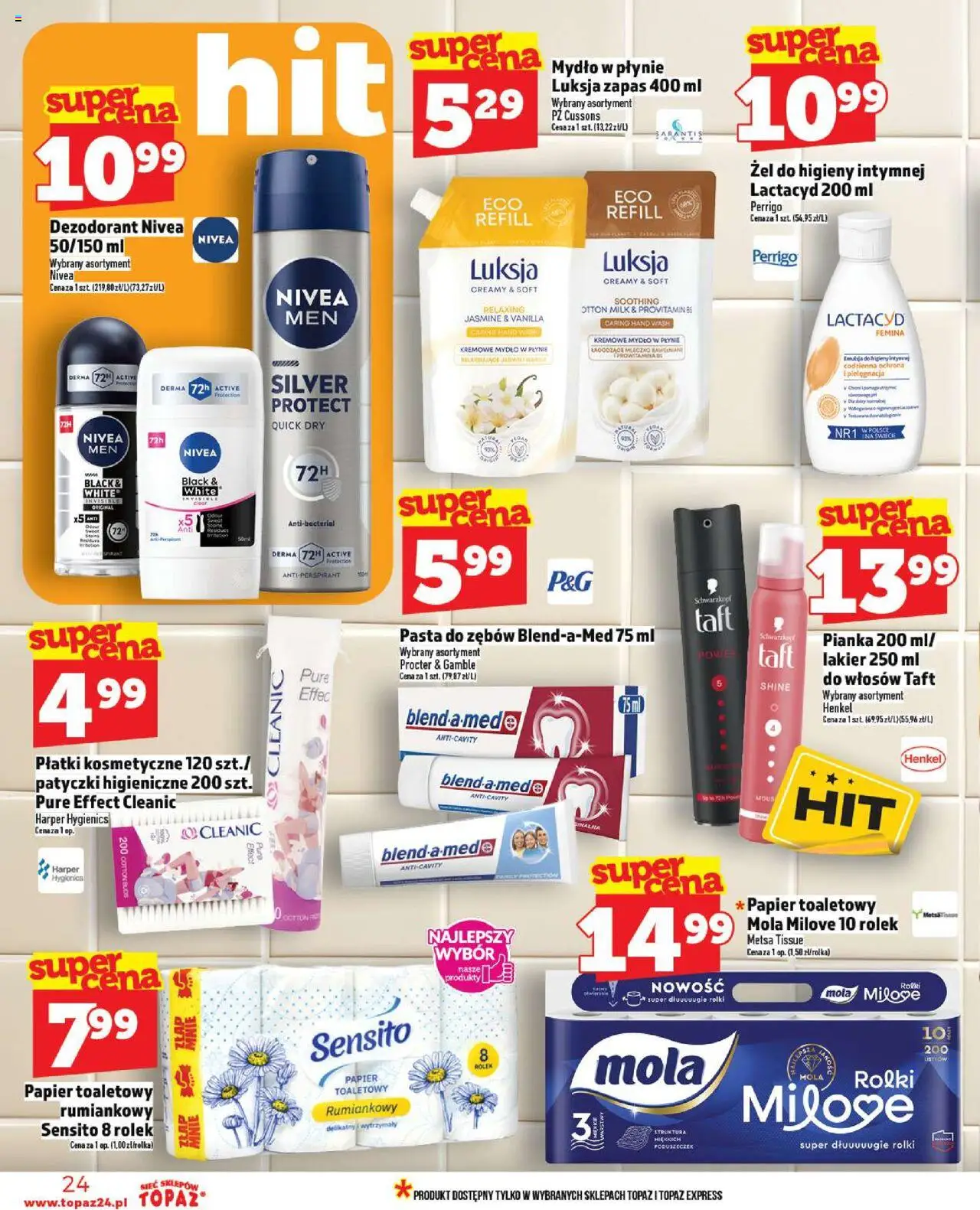 Topaz Gazetka MAZ od 02.10.2025 | Strona: 24 | Produkty: Mydło w płynie, Rolki, Płatki kosmetyczne, Mydło