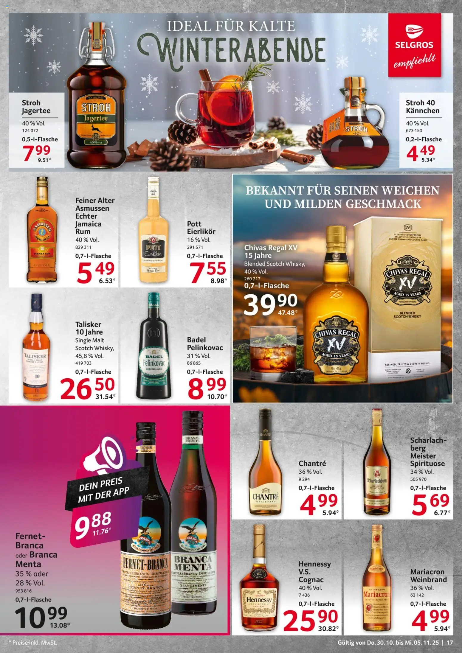 Selgros Prospekt 	 – gültig ab 30.10.2025 | Seite: 17 | Produkte: Whisky, Regal, Mariacron, Chantré