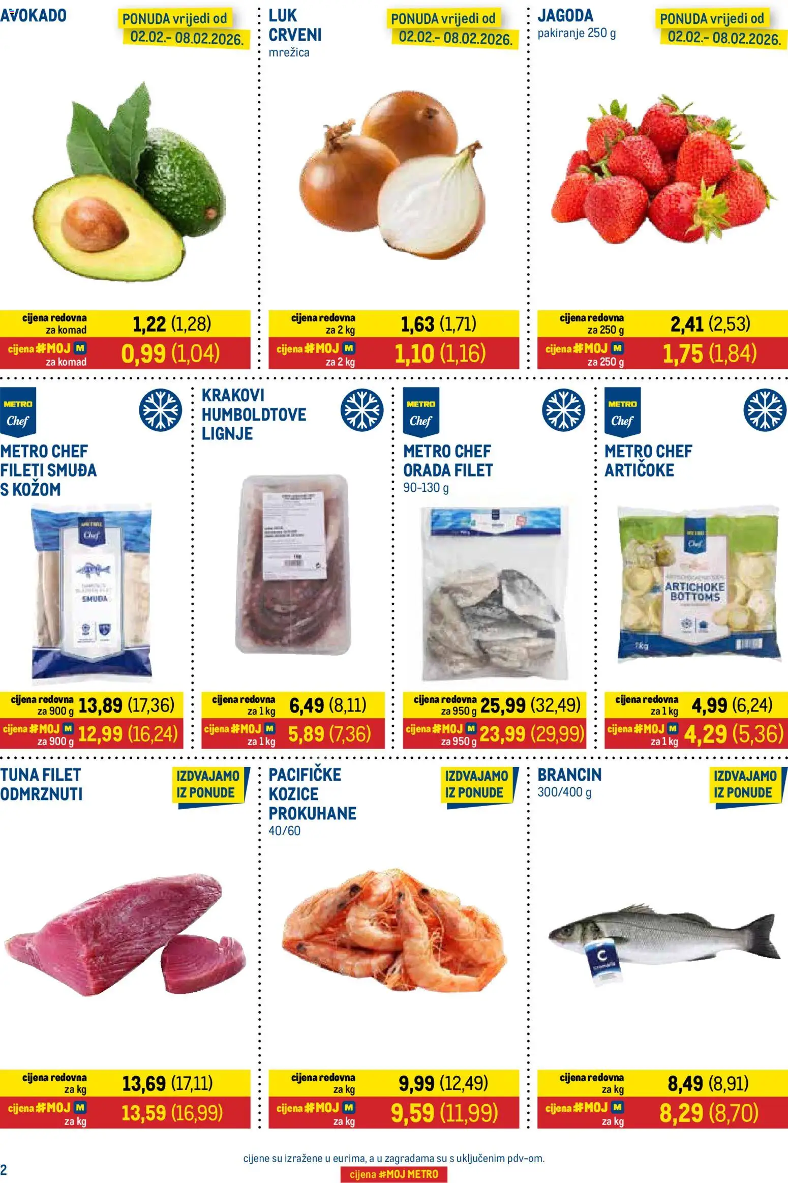 Metro katalog | vrijedi od 02.02.2026 | Stranica: 2 | Proizvodi: Brancin, Avokado, Tuna, Kozice