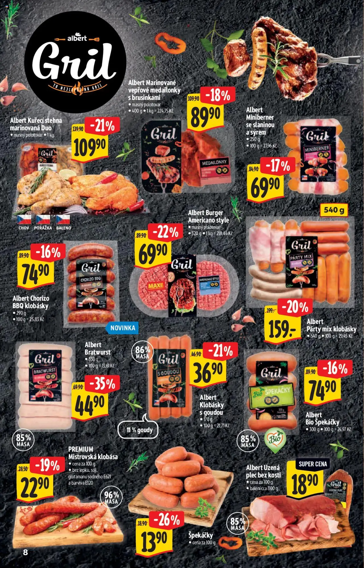 Albert katalog - Hypermarket od 21.05.2025 | Strana: 8 | Produkty: Gouda, Plec bez kosti, Špekáčky, Kuřecí stehna