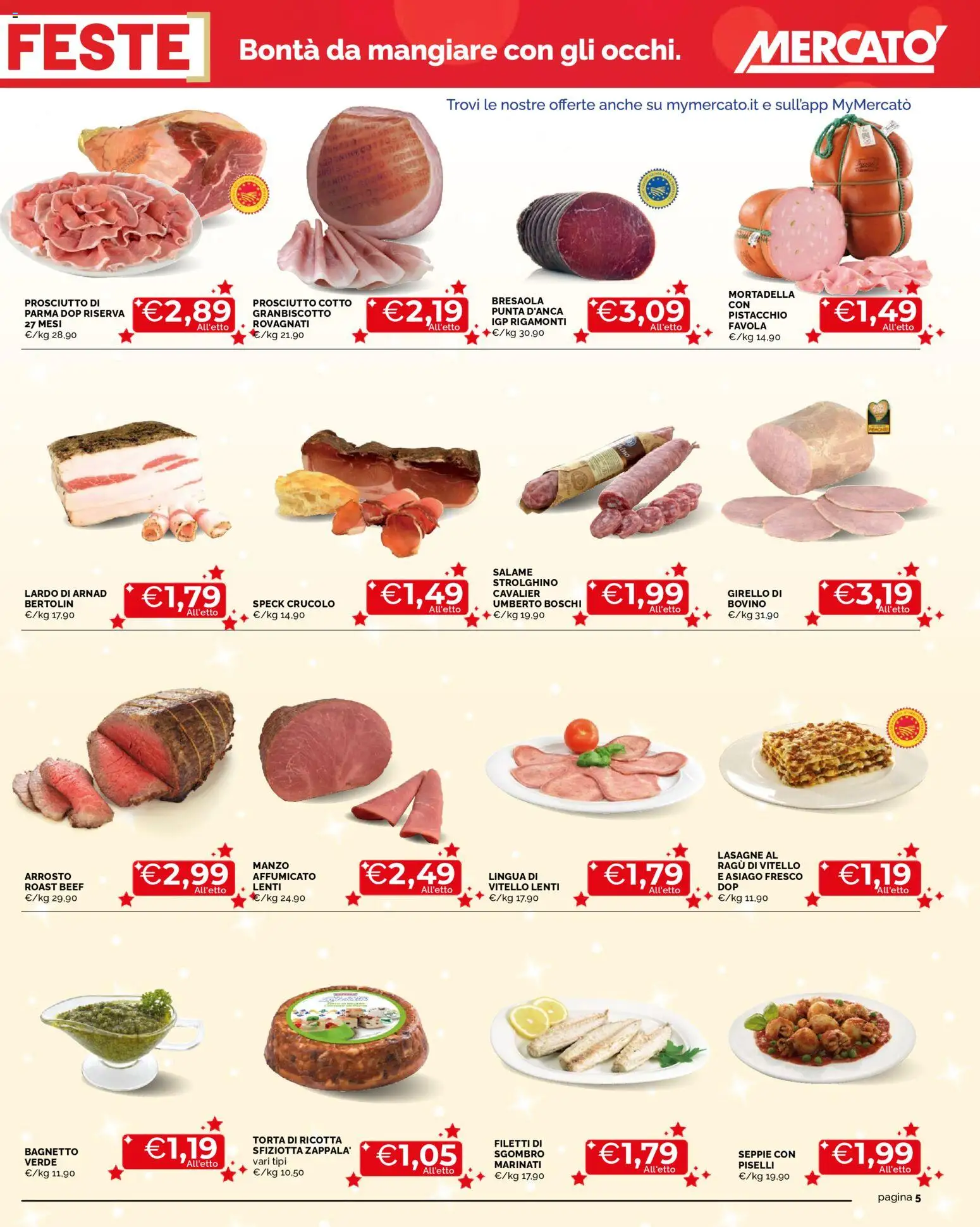 Volantino Mercatò del 15.12.2025 | Pagina: 5 | Prodotti: Salame, Bresaola, Vitello, Ricotta