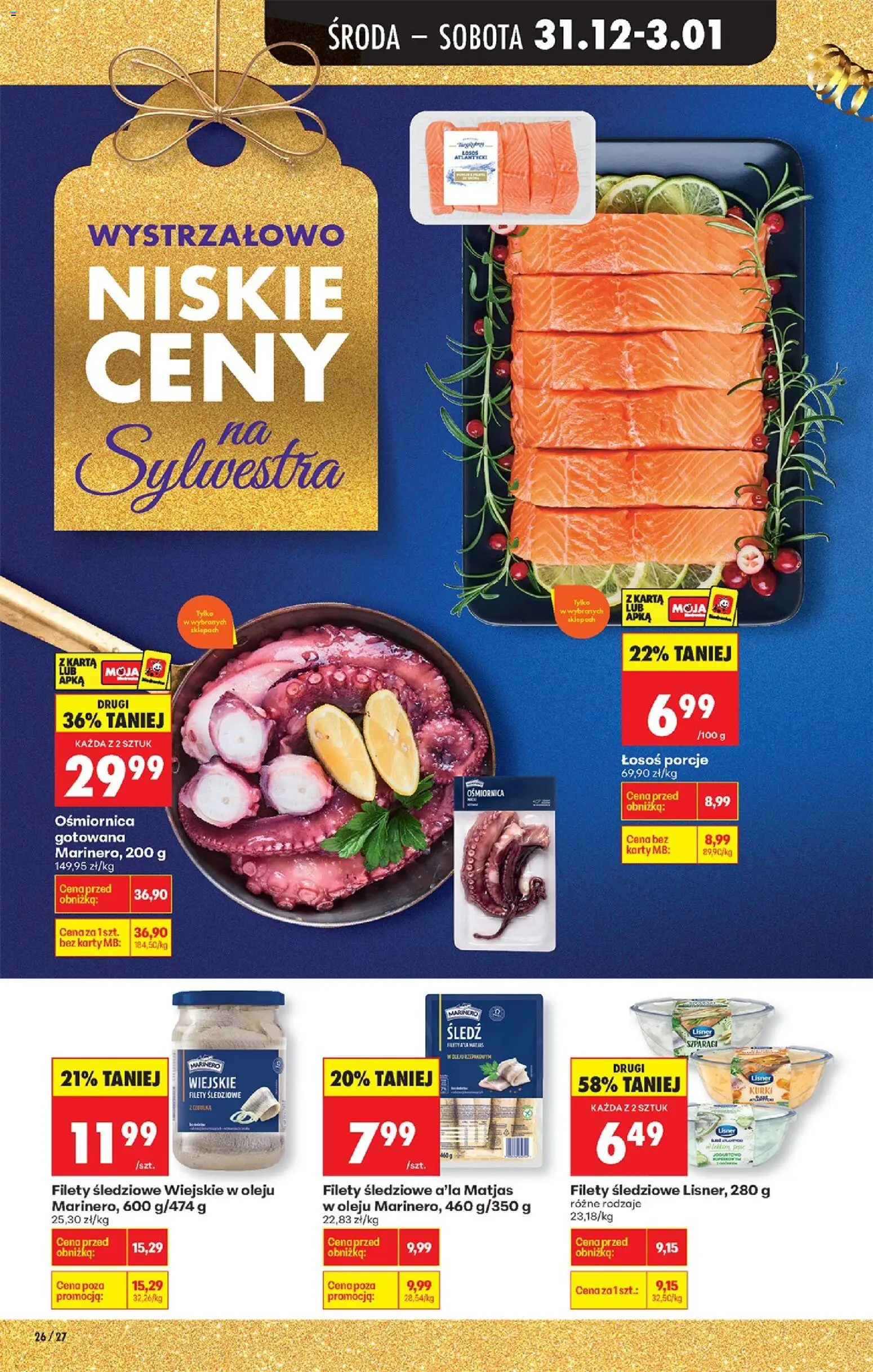 Biedronka gazetka - Oferta w tym tygodniu od 31.12.2025 | Strona: 36 | Produkty: Łosoś atlantycki, Filety śledziowe a'la matjas, Łosoś, Szparagi