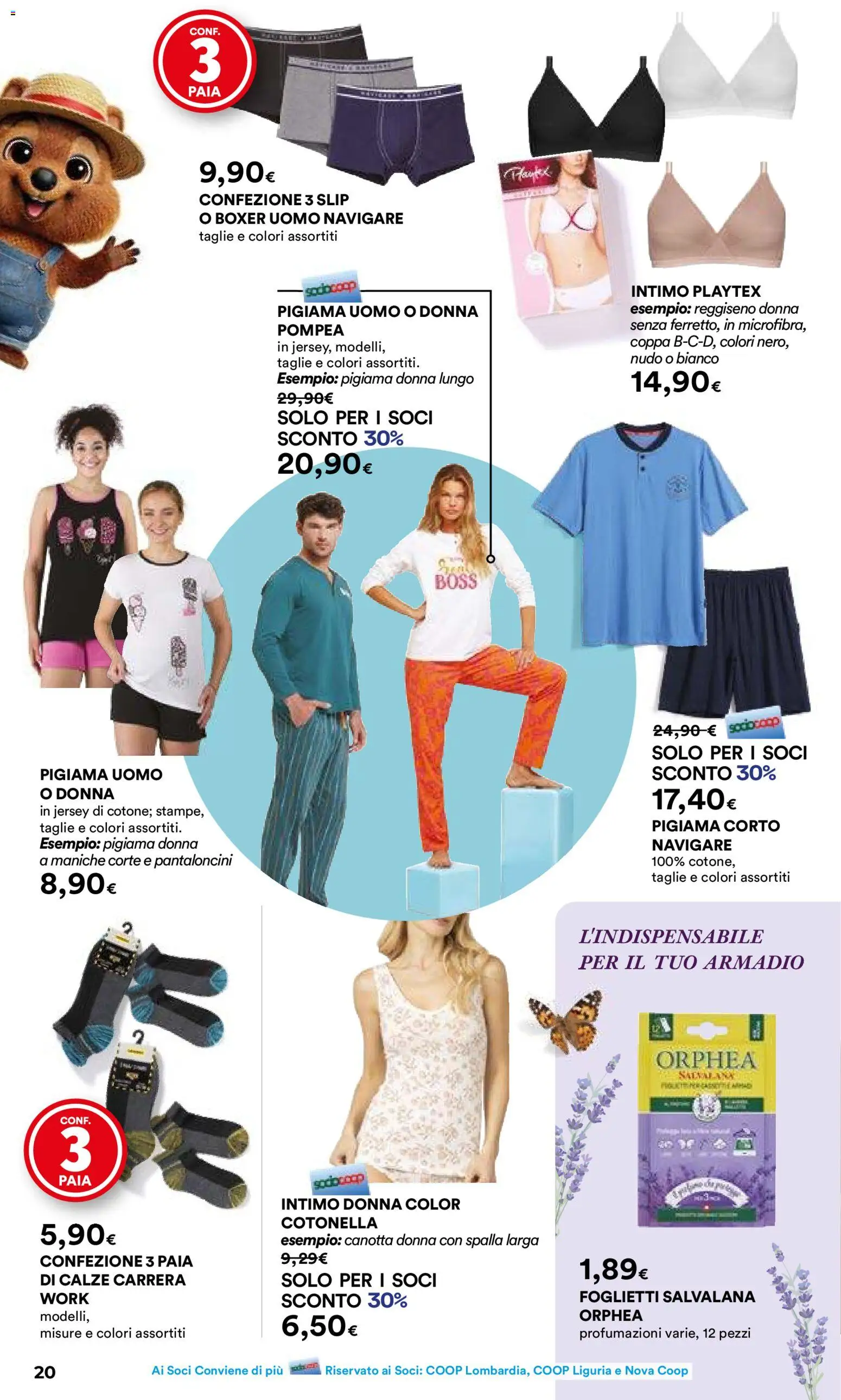 Volantino Ipercoop del 07.04.2026 | Pagina: 20 | Prodotti: Pantaloncini, Reggiseno, Pigiama, Armadio