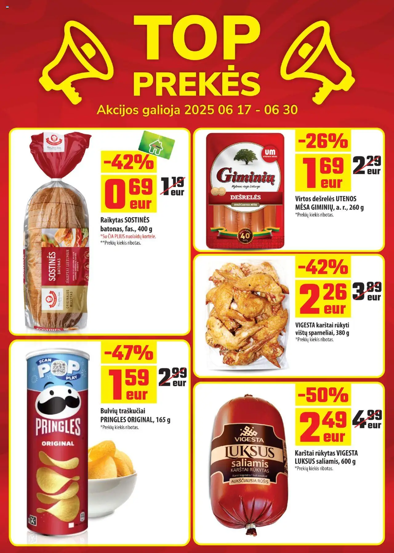 ČIA MARKET leidinys│galioja nuo 17.06.2025 | Puslapis: 2 | Prekių: Batonas, Dešrelės, Saliamis, Traškučiai