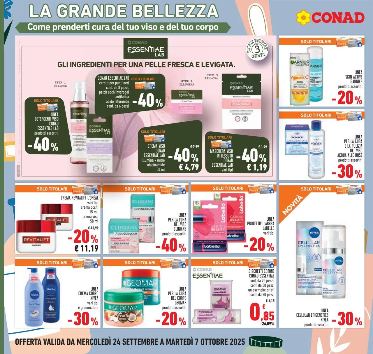 Volantino Conad del 24.09.2025 | Pagina: 22 | Prodotti: Crema, Maschera, Maschera viso, Crema viso
