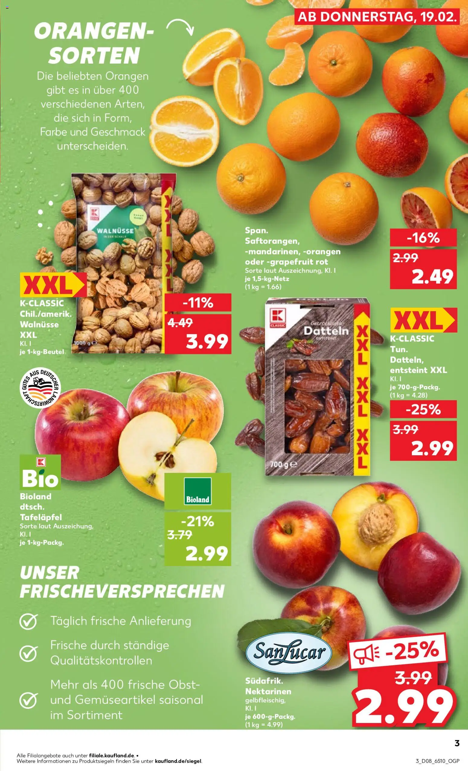Kaufland prospekt Bremen	 – gültig ab 19.02.2026 | Seite: 3 | Produkte: Walnüsse, Orangen, Grapefruit, Obst