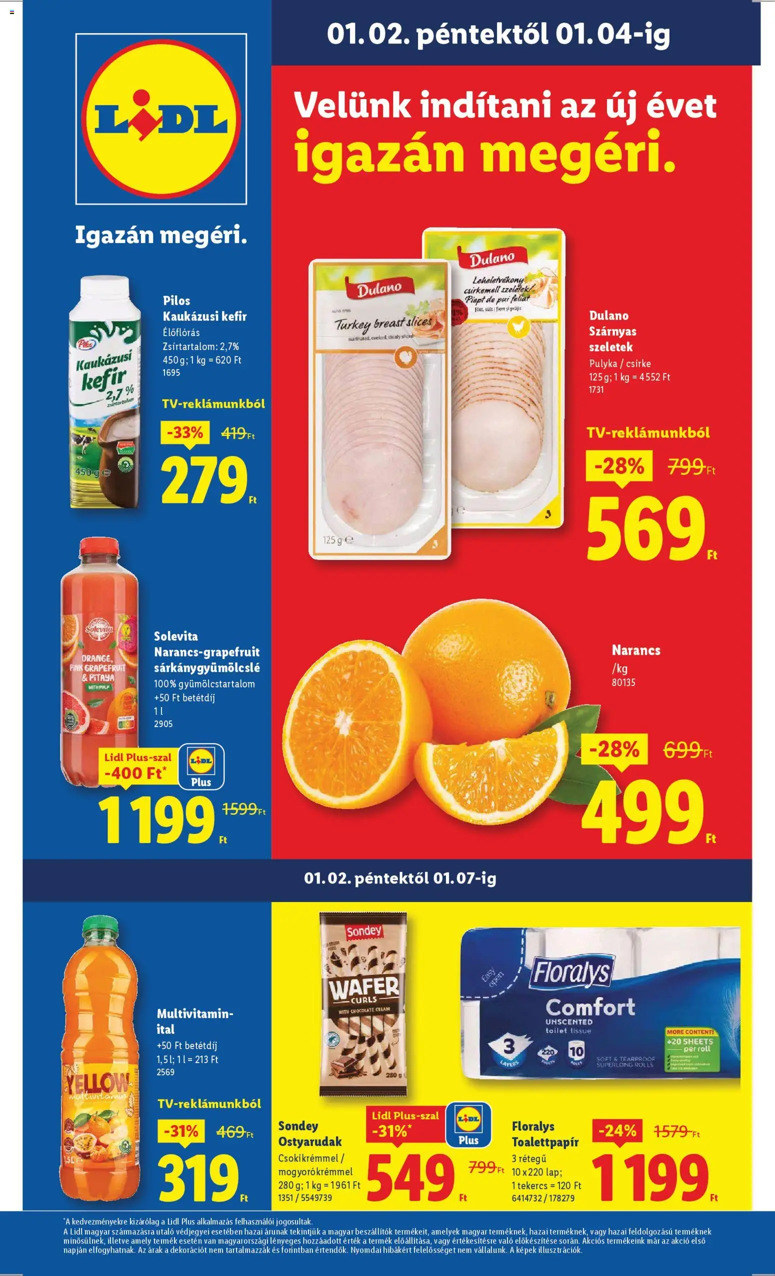 Lidl akciós ujság - amely érvényes a következő dátumtól: 02.01.2026 | Oldal: 1 | Termékek: Kefir, Multivitamin, Grapefruit, Csirkemell