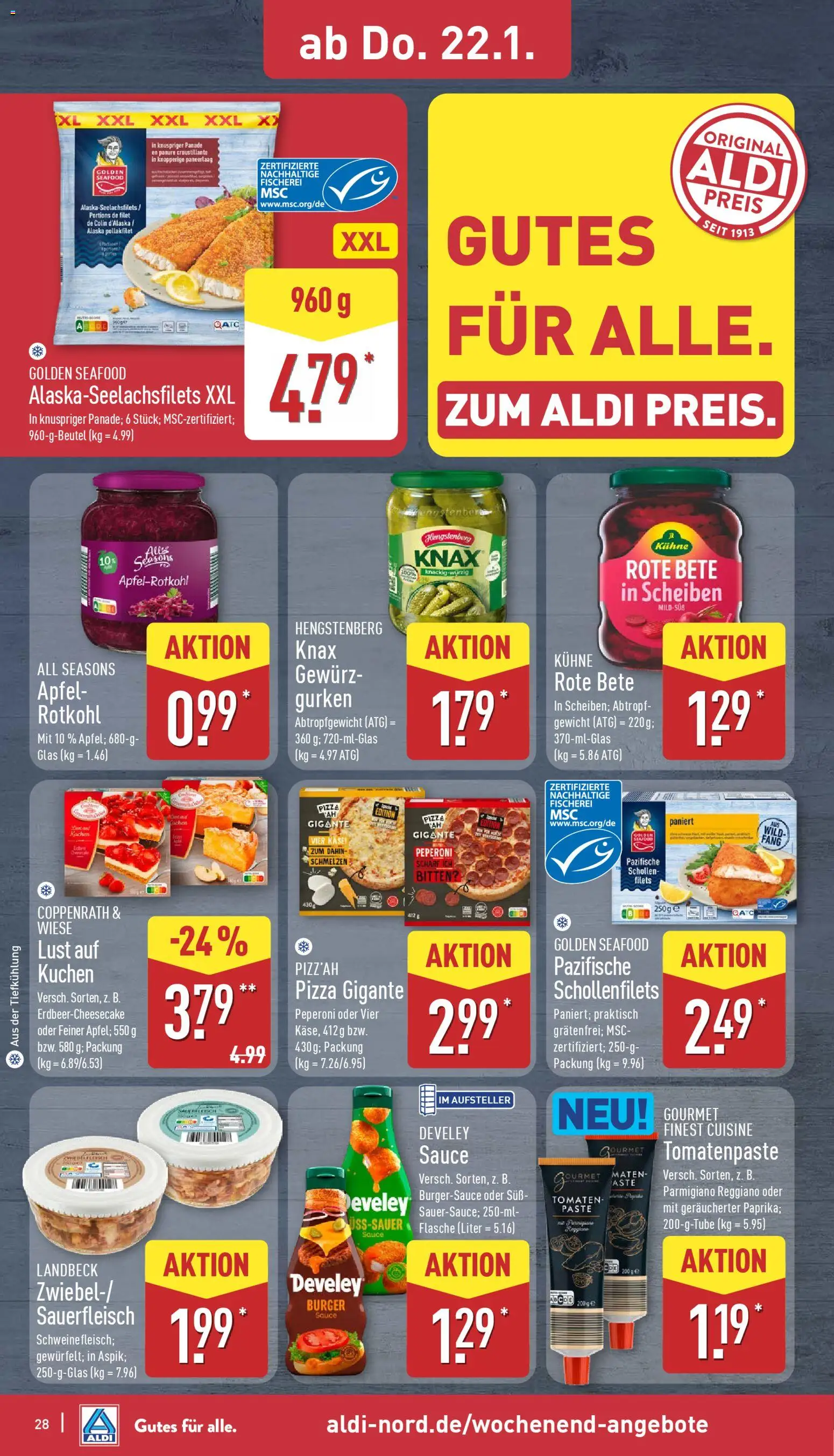 Aldi Prospekt 	 – gültig ab 19.01.2026 | Seite: 28 | Produkte: Burger, Äpfel, Tomaten, Gurken