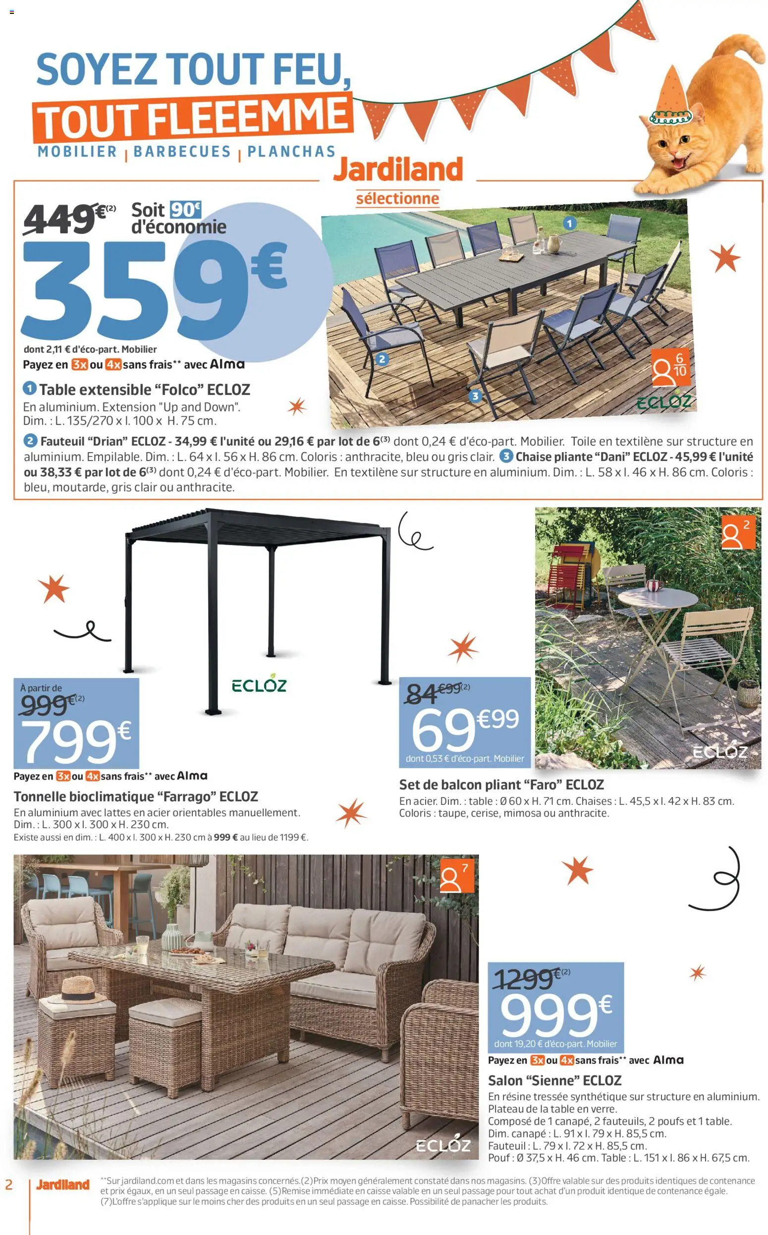 {H1} | Page: 2 | Produits: Table extensible, Tonnelle, Canapé, Chaise