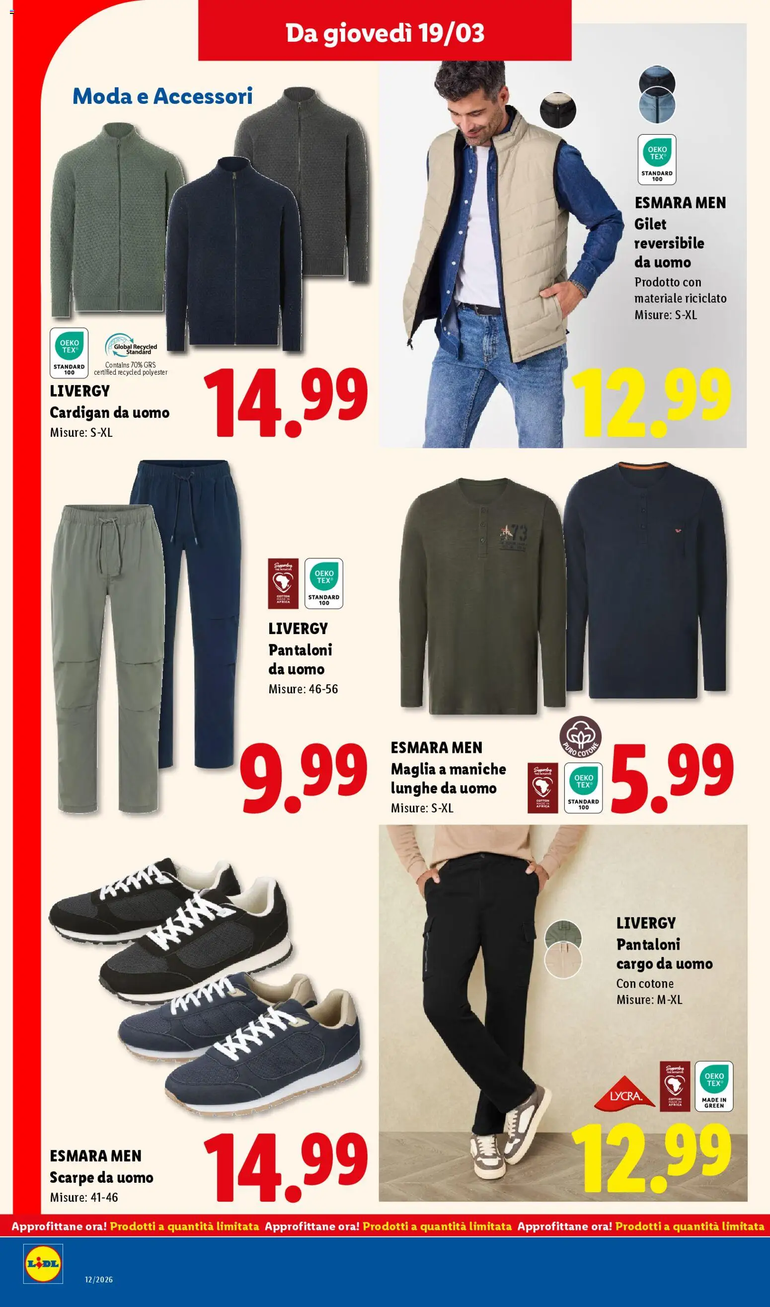 Volantino Lidl del 16.03.2026 | Pagina: 40 | Prodotti: Pantaloni, Gilet, Cardigan, Scarpe