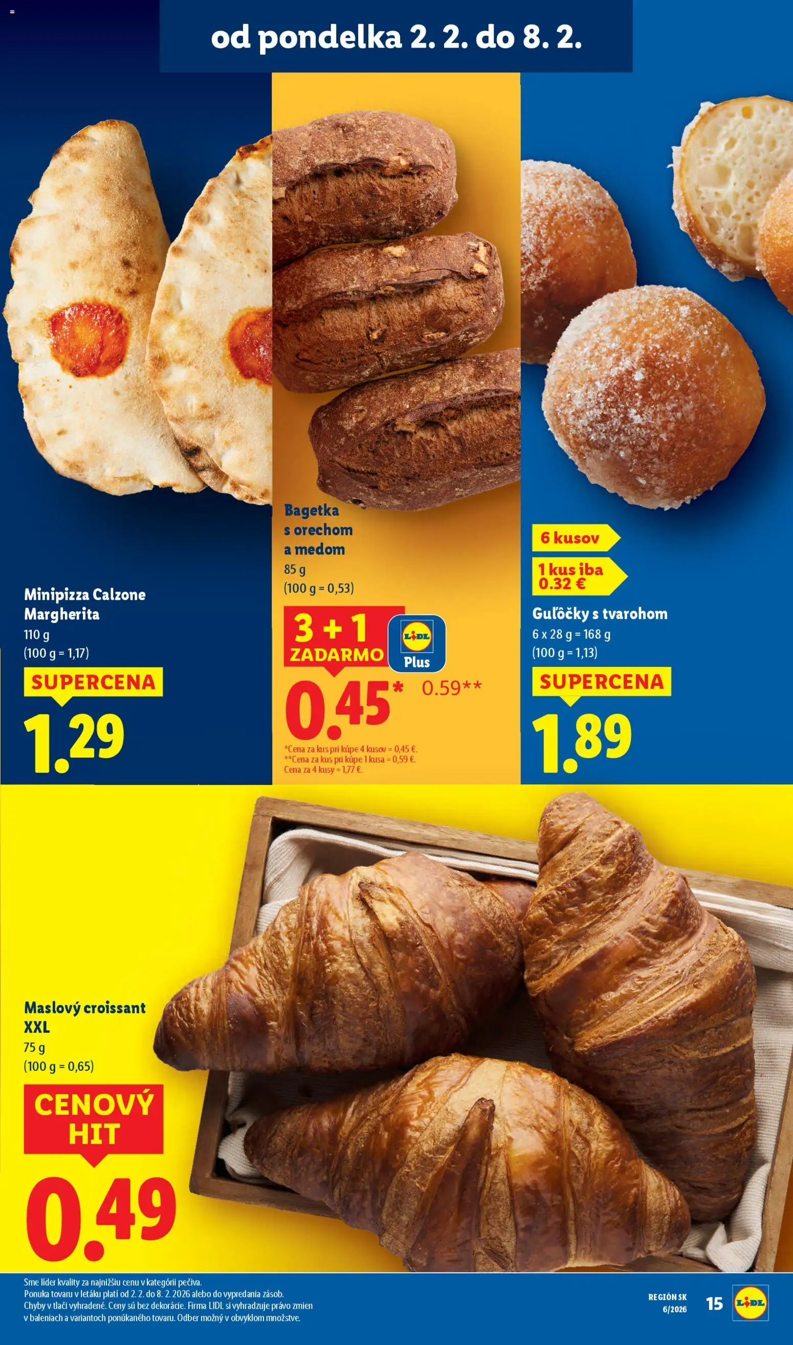 Nové Lidl akcie – leták je platný od 02.02.2026 | Strana: 19 | Produkty: Pizza, Croissant