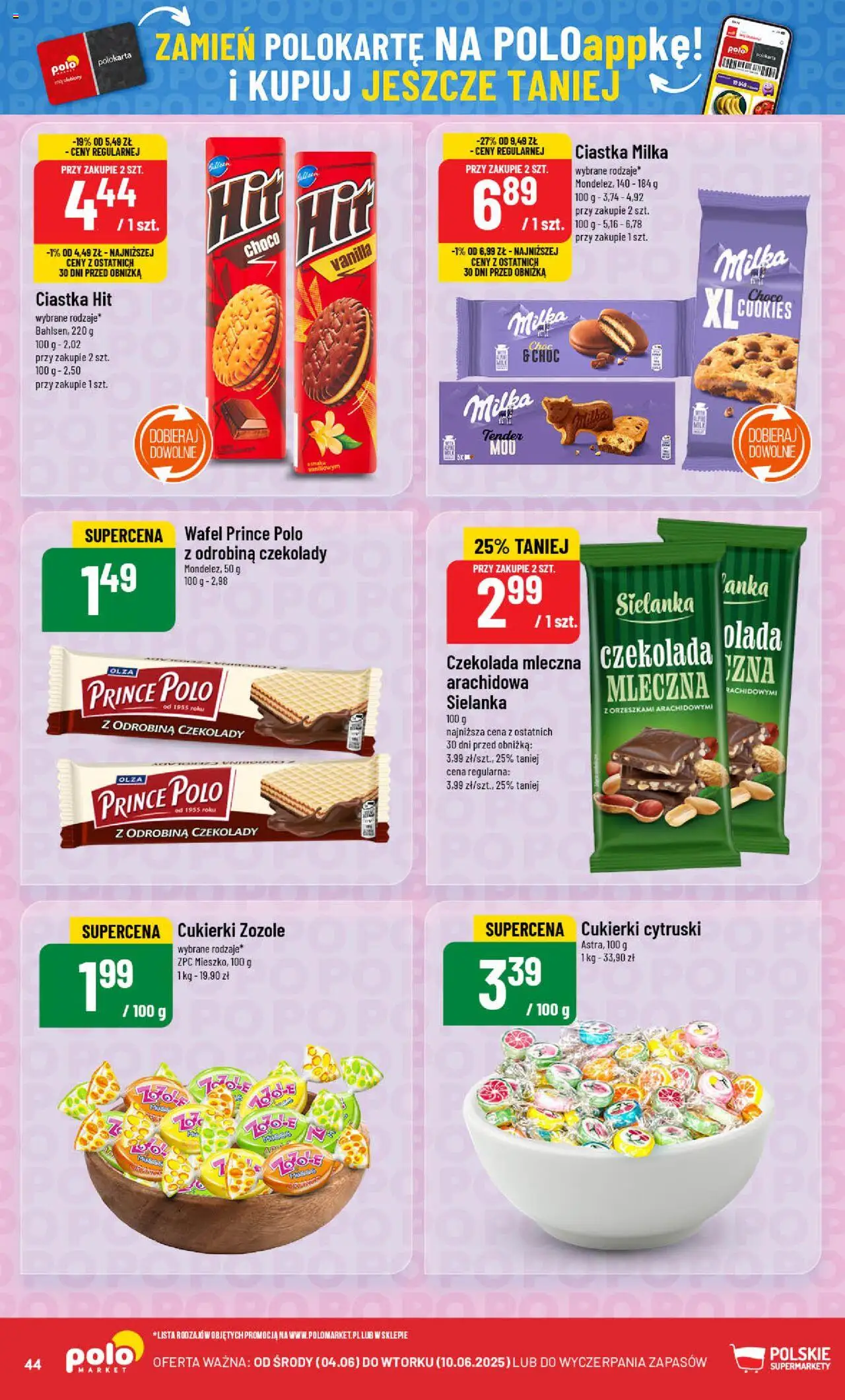 POLOmarket Gazetka od 04.06.2025 | Strona: 44 | Produkty: Czekolady, Milka, Czekolada, Cukierki