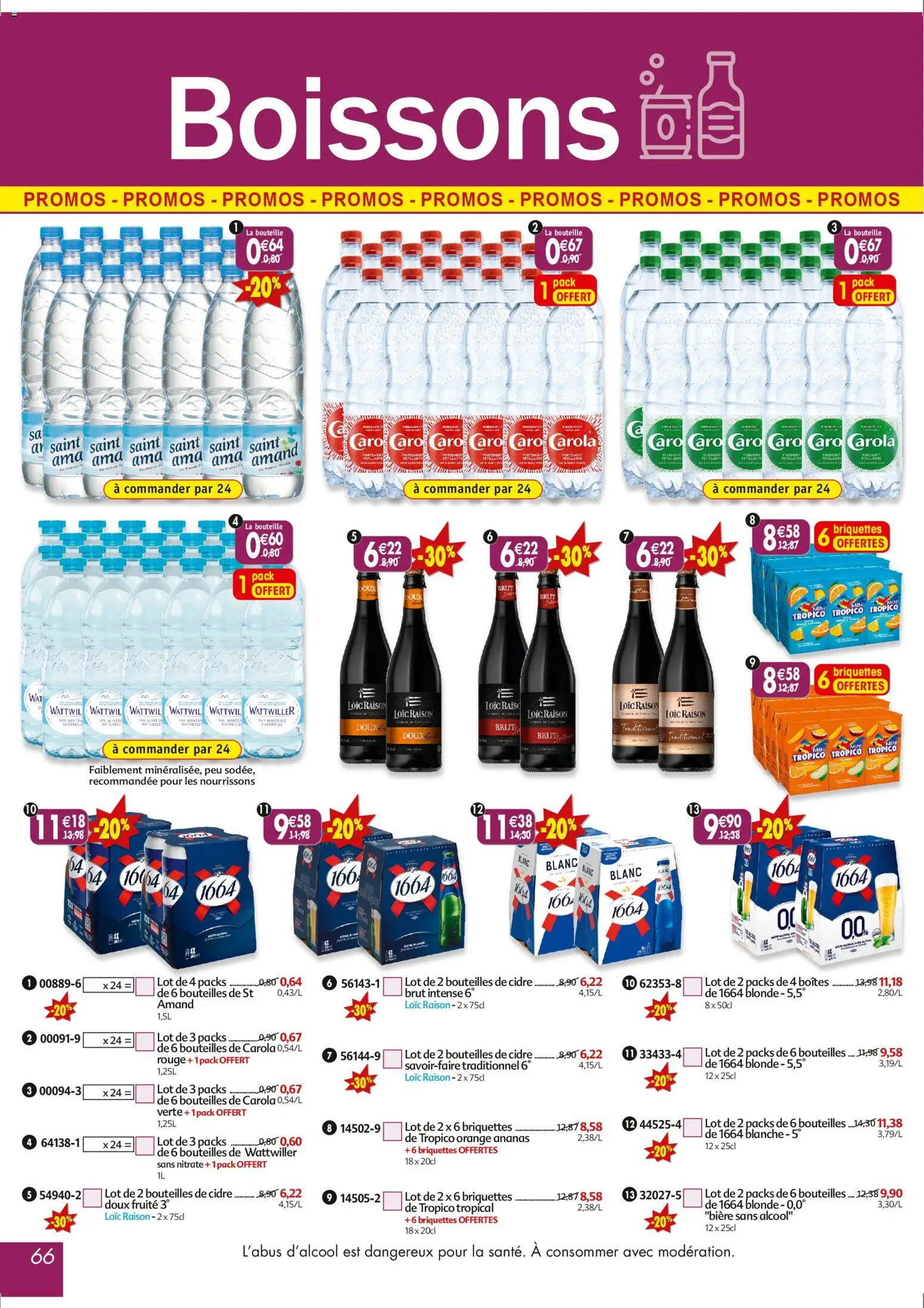 {H1} | Page: 66 | Produits: Orange, Cidre brut, Cidre, Bière