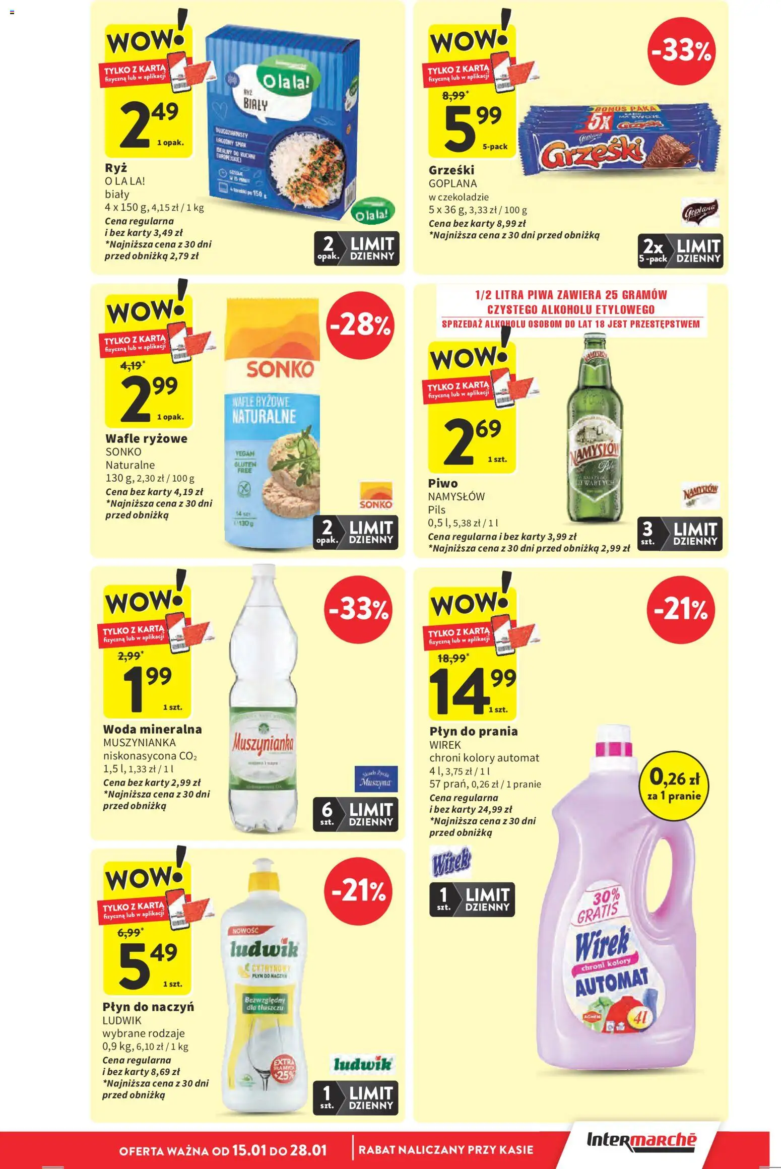Intermarche Gazetka od 22.01.2026 | Strona: 9 | Produkty: Wafle, Wafle ryżowe, Piwo, Woda
