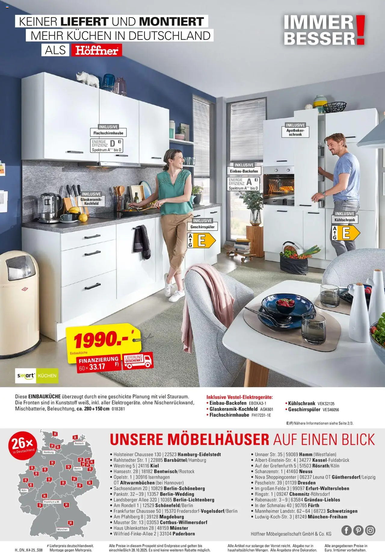 Höffner Küchen Spezial – gültig ab 15.10.2025 | Seite: 8 | Produkte: Geschirrspüler, Einbauküche, Kühlschrank, Kuchen