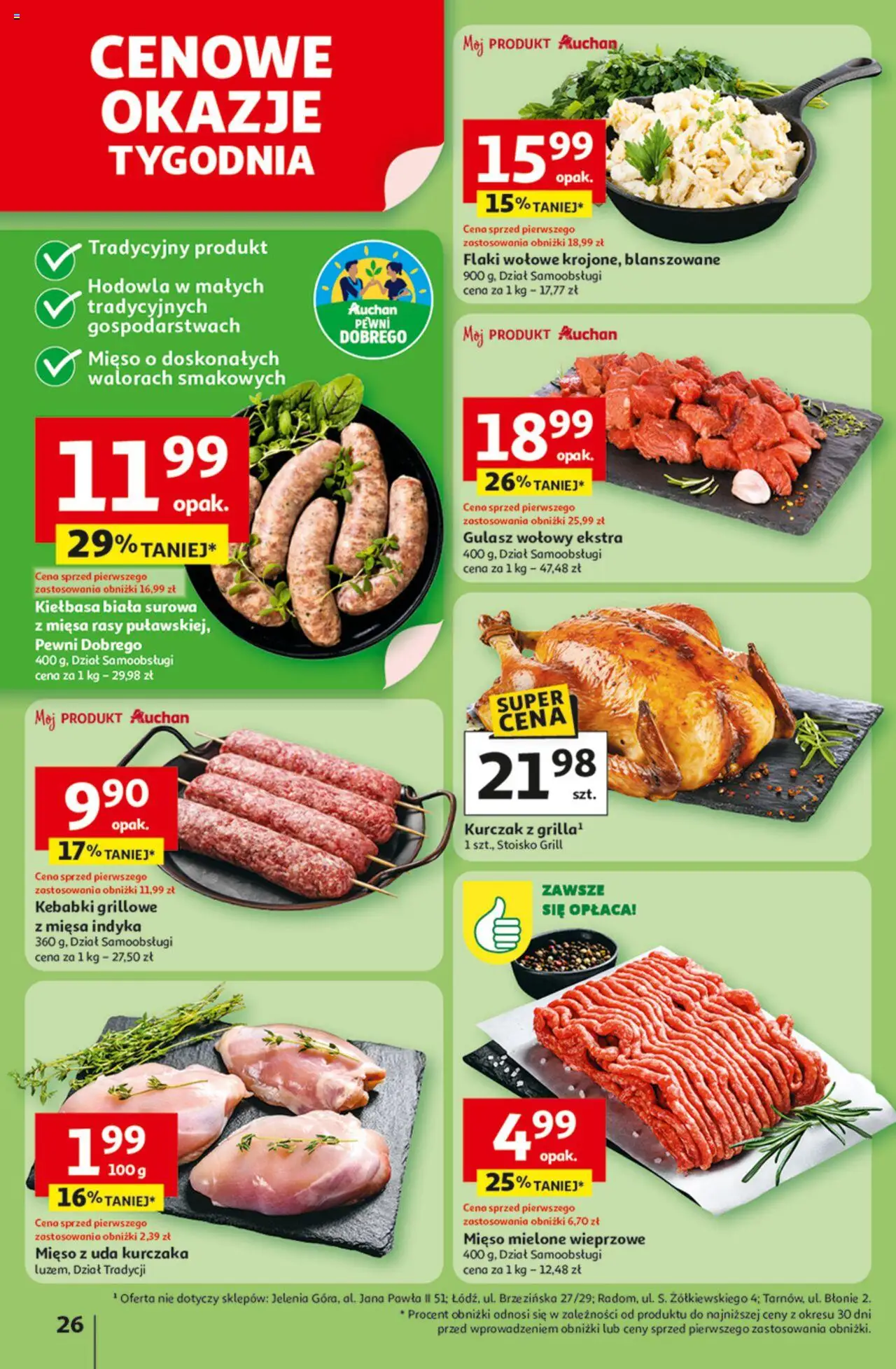 Auchan Gazetka - Odlotowe ceny na start szkoły Hipermarket od 21.08.2025 | Strona: 26 | Produkty: Mięso mielone, Flaki, Flaki wołowe, Gulasz