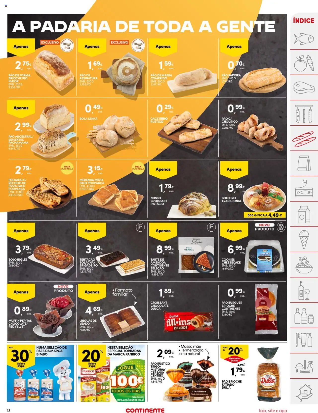 Continente folheto │ válido de 07.10.2025 | Página: 13 | Produtos: Pão de forma, Padaria, Bolo, Tarte
