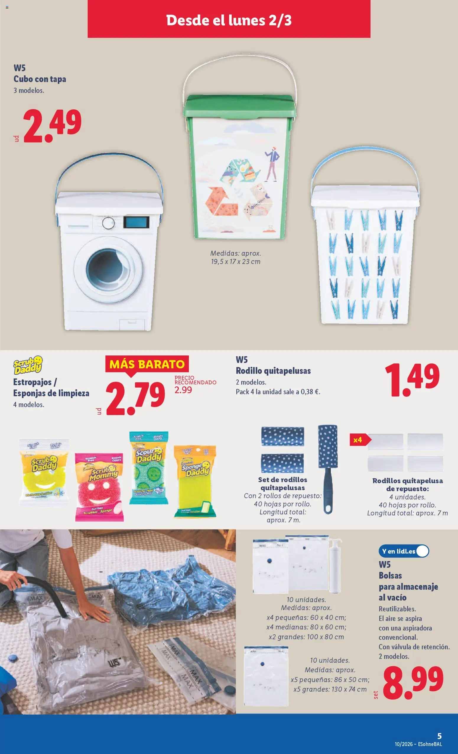 Lidl folleto de bazar │ válido desde el 02.03.2026 | Página: 9 | Productos: Cubo con tapa, Aspiradora, Table pliante, Almacenaje