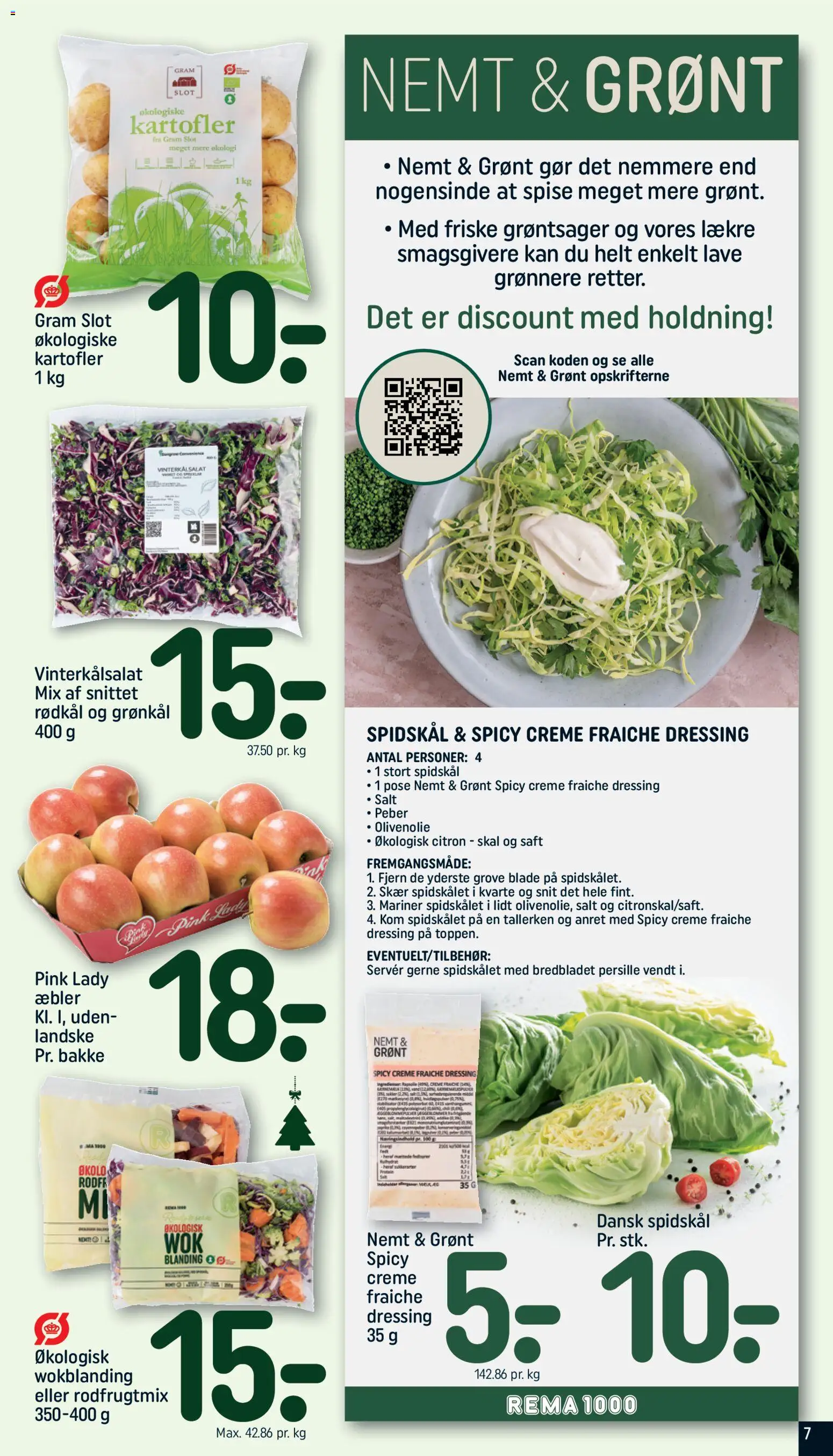 Rema 1000 tilbudsavis – gyldig fra 22.11.2025 | Side: 7 | Produkter: Æbler, Creme fraiche, Rødkål, Spidskål