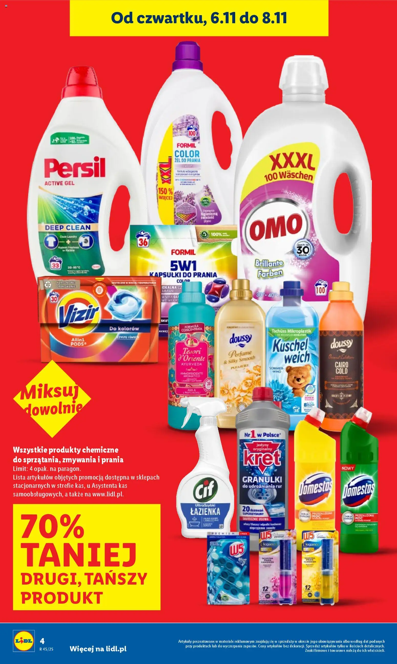 Lidl Gazetka od 06.11.2025 | Strona: 4 | Produkty: Cleaner, Domestos, Kapsułki do prania, Detergent