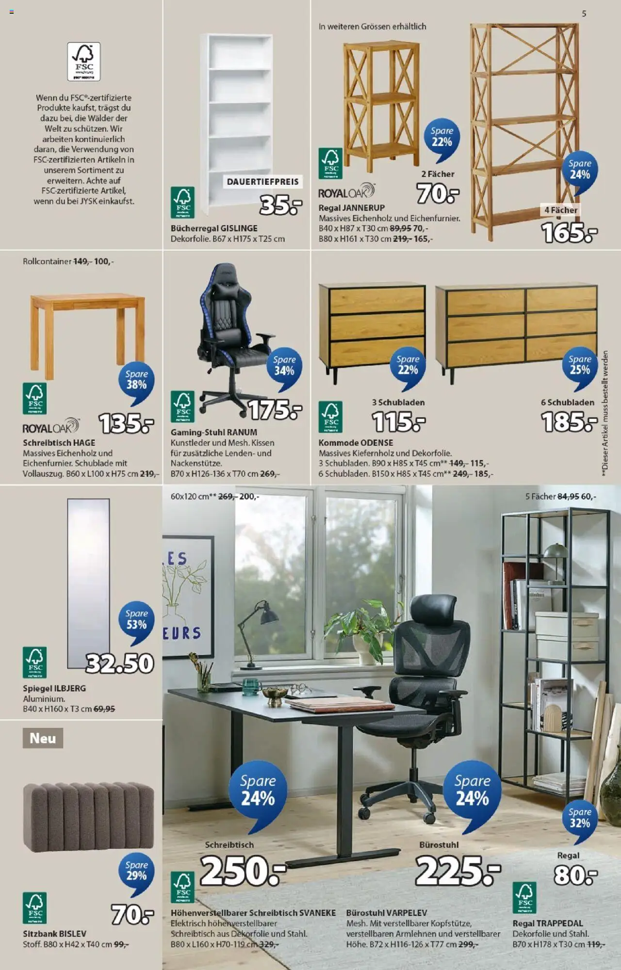 JYSK Aktionen – gültig ab 21.10.2025 | Seite: 5 | Produkte: Kissen, Kommode, Spiegel, Gamingstuhl