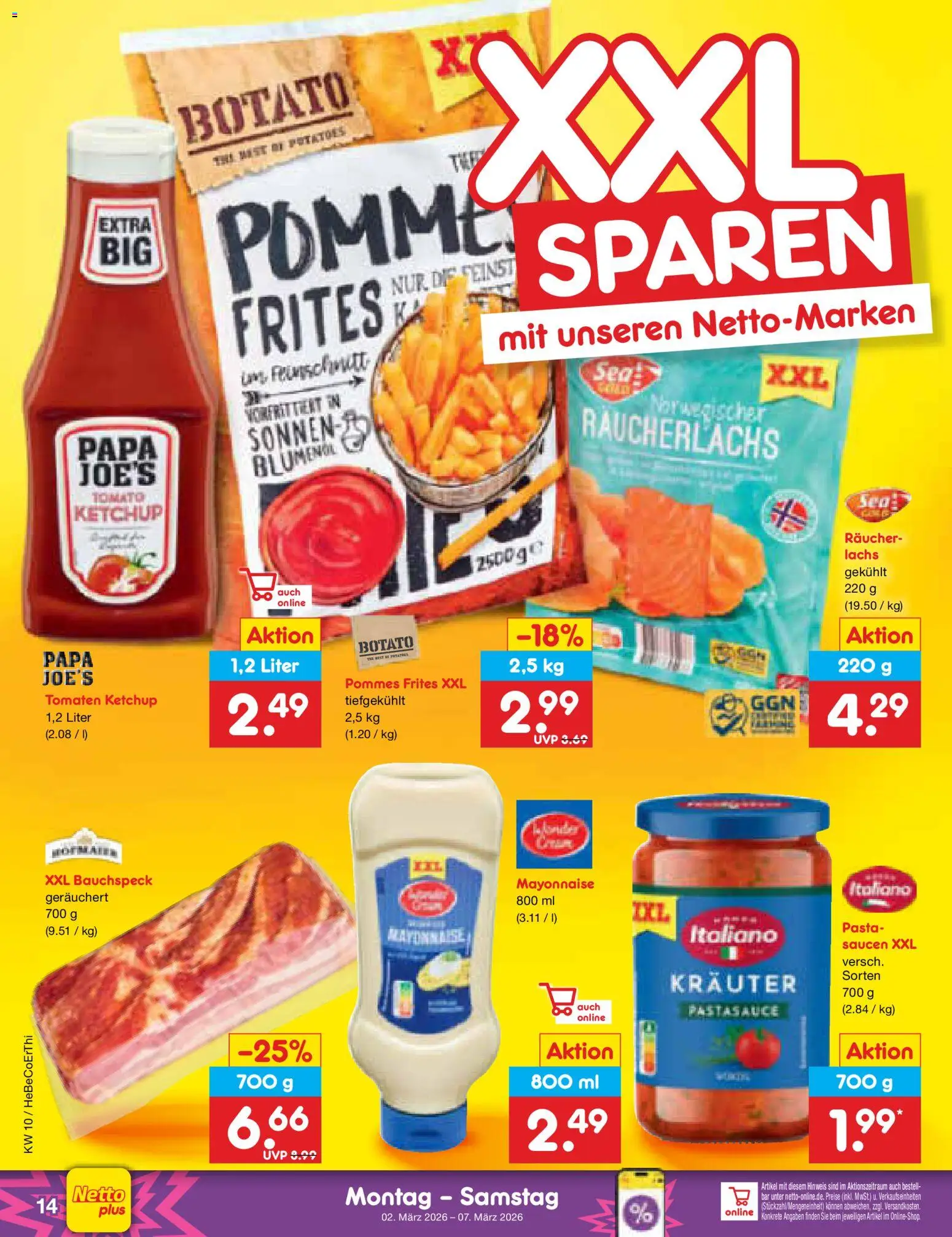 Netto Marken-Discount Prospekt 	 – gültig ab 02.03.2026 | Seite: 14 | Produkte: Pommes, Pommes frites, Räucherlachs, Mayonnaise