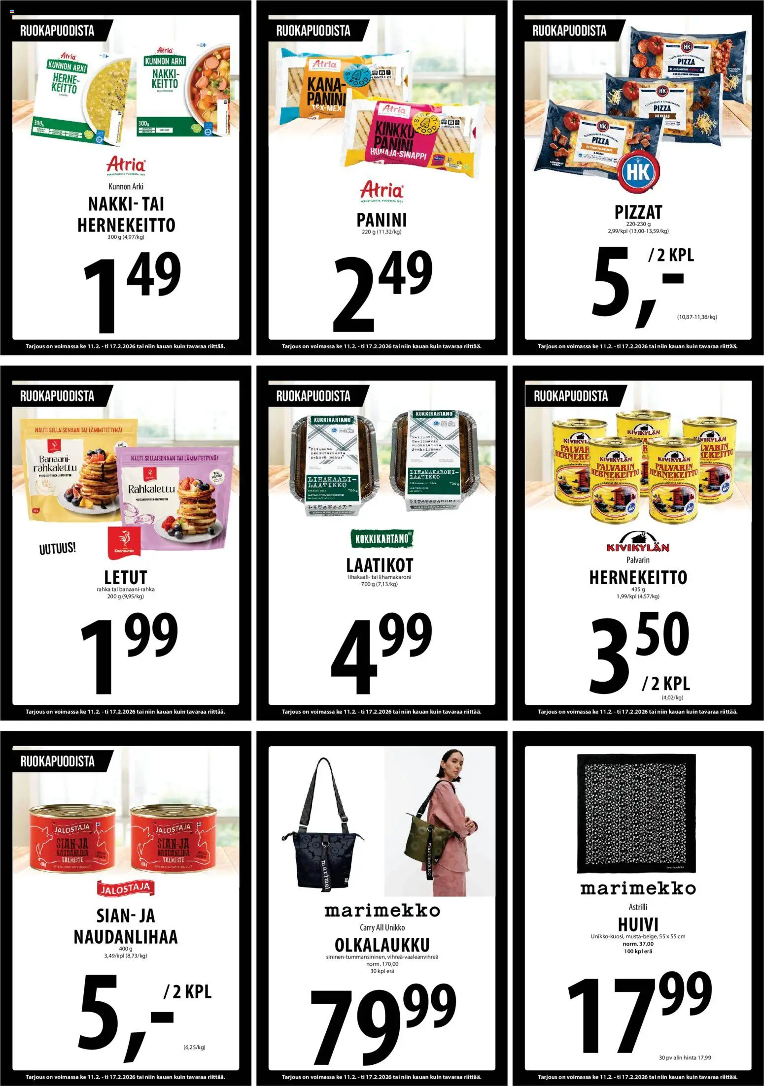 Tuuri tarjoukset – voimassa 11.02.2026 alkaen | Sivu: 8 | Tuotteet: Kana, Keitto, Pizza, Huivi