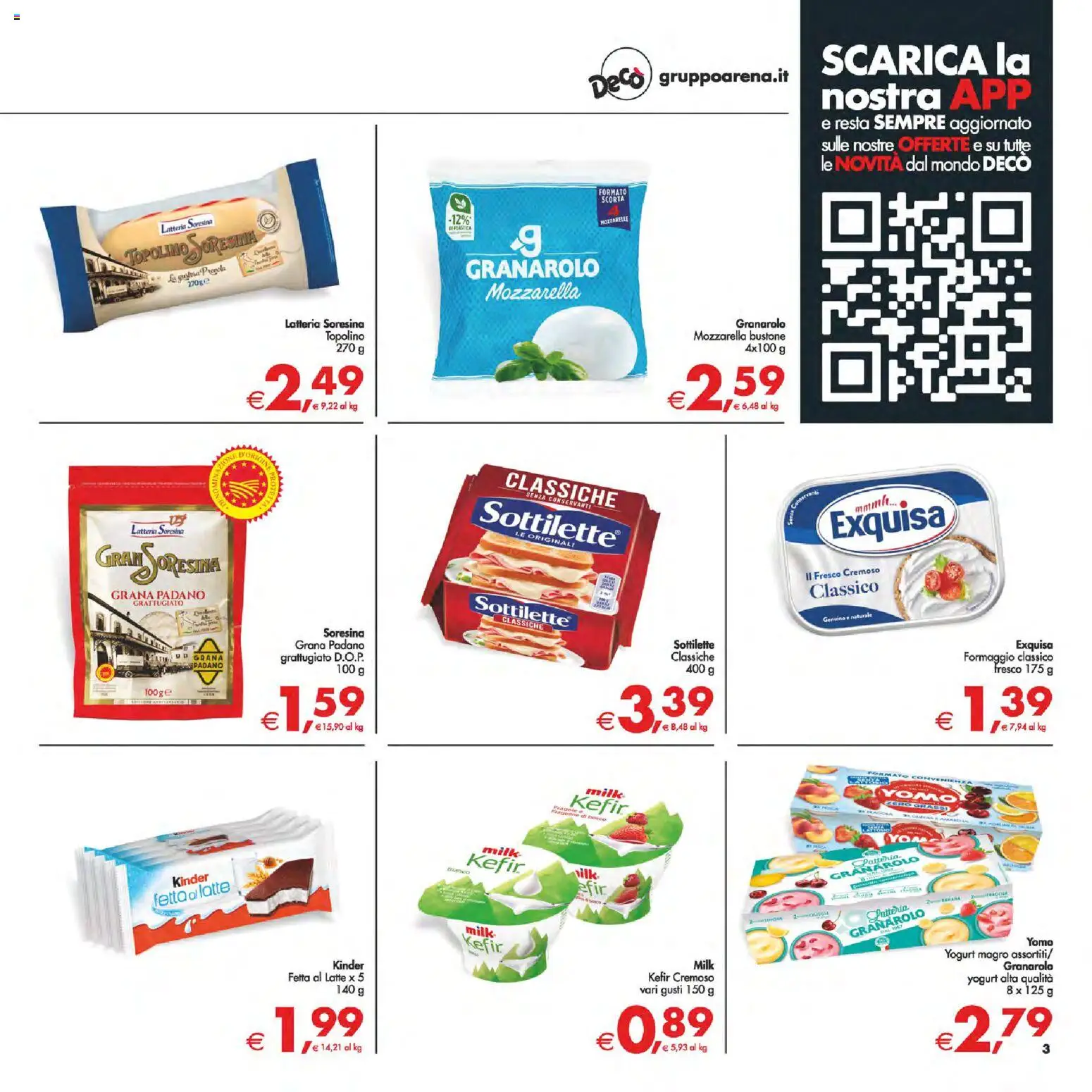 Volantino Decò del 24.02.2026 | Pagina: 3 | Prodotti: Yogurt, Latte, Formaggio, Grana Padano