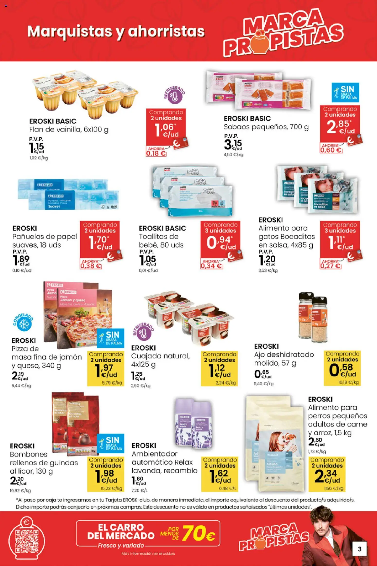 Eroski - Quen ben te quere farache aforrar │ válido desde el 15.01.2026 | Página: 3 | Productos: Queso, Jamón, Pizza, Caja