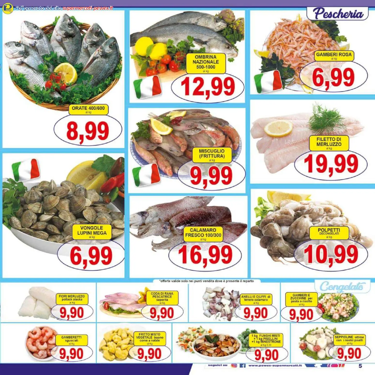 Volantino Pewex del 16.01.2026 | Pagina: 5 | Prodotti: Minestrone, Gamberi, Vongole, Pasta