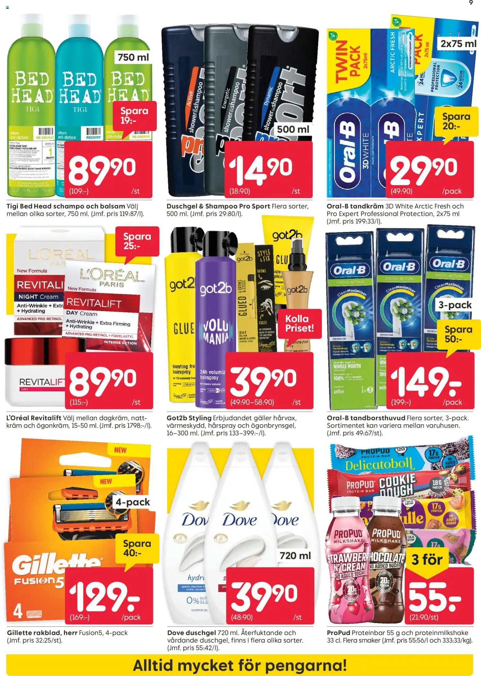 Rusta reklamblad aktuell från 16.02.2026 | Sida: 9 | Produkter: Hårspray, Tandkräm, Galler, Kräm