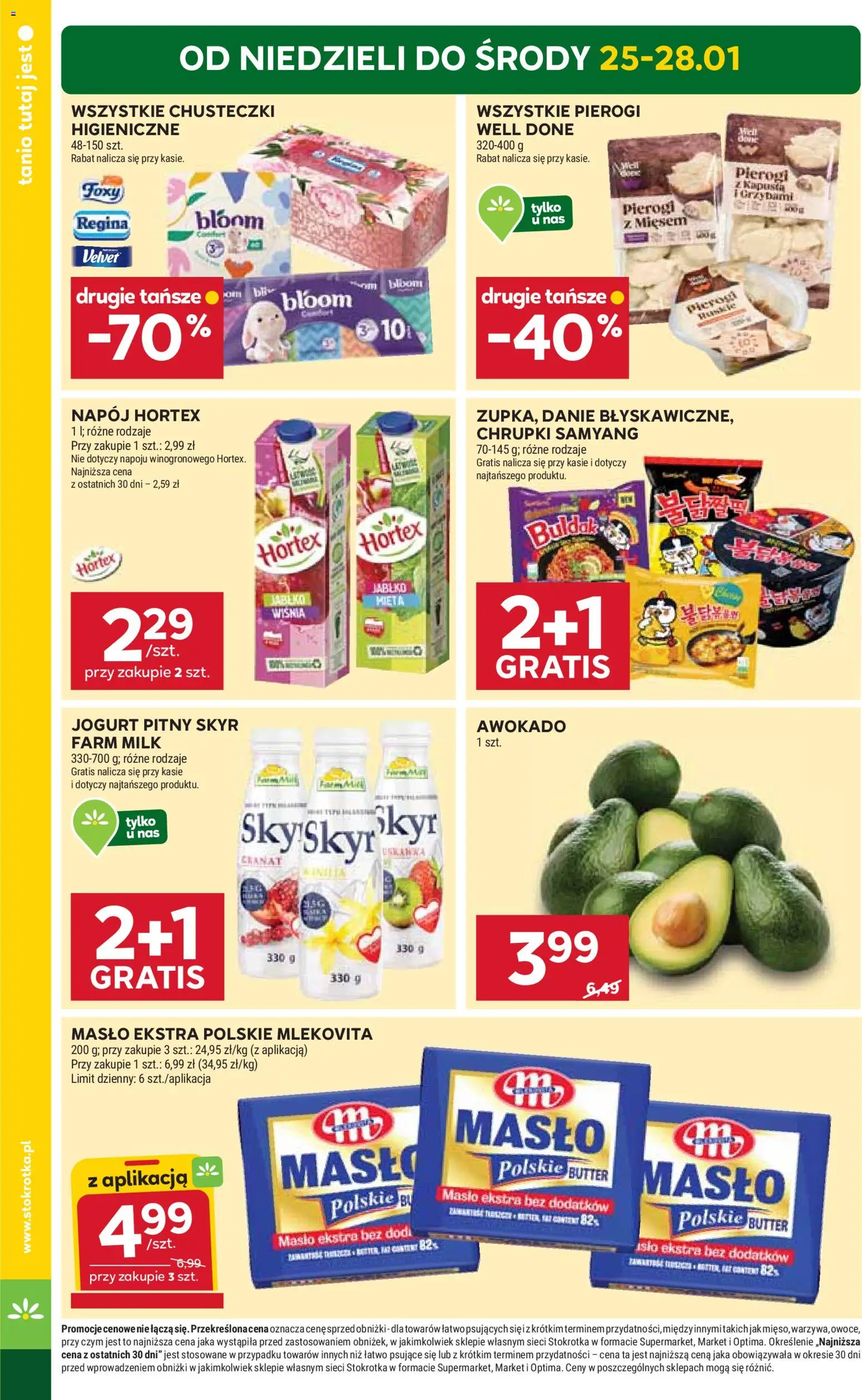 Stokrotka Gazetka od 22.01.2026 | Strona: 4 | Produkty: Pierogi, Stokrotka, Mięta, Awokado