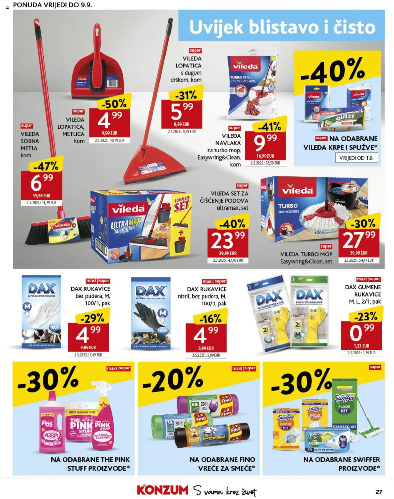 Konzum HR akciós ujság - amely érvényes a következő dátumtól: 27.08.2025 | Oldal: 27 | Termékek: Vileda