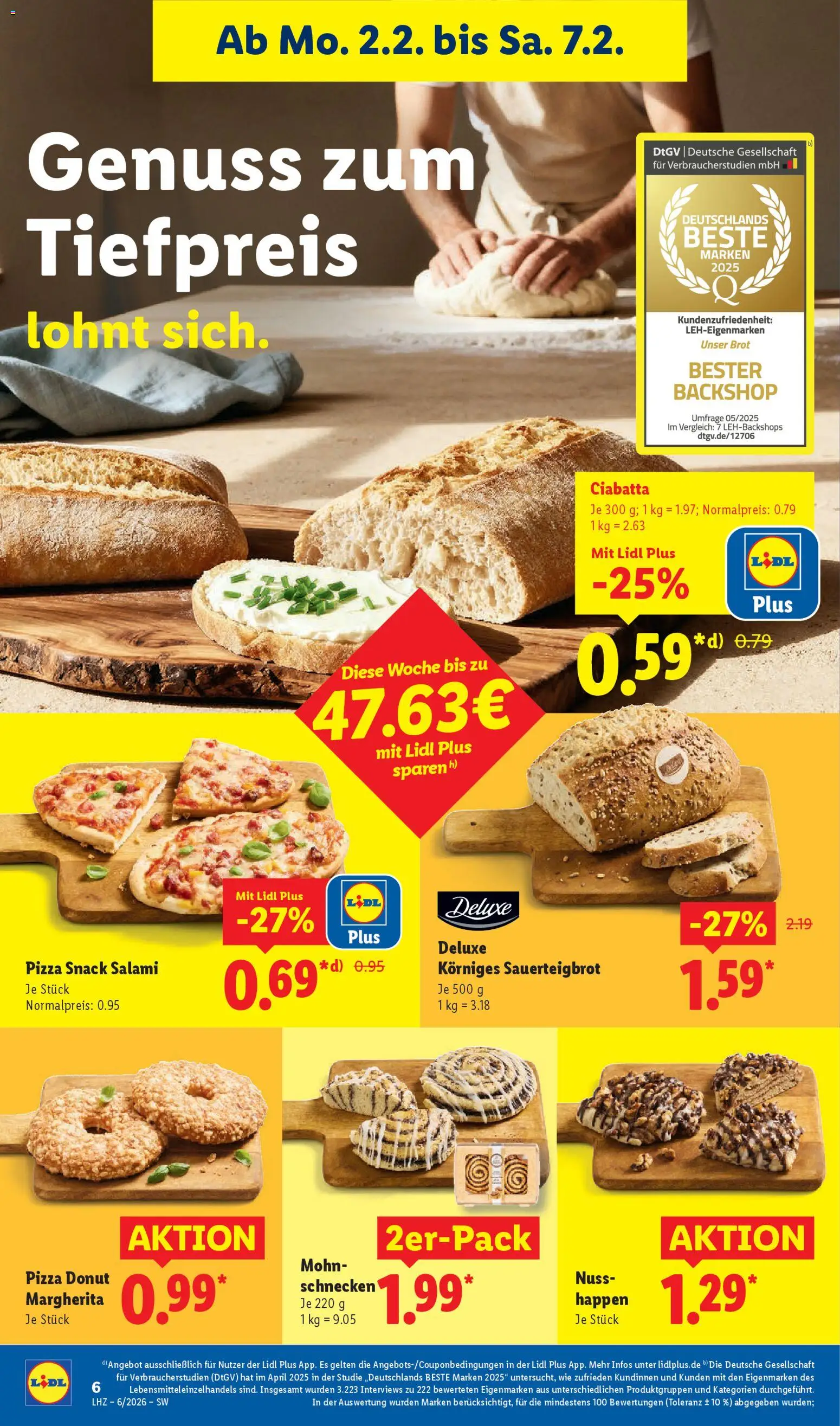 Lidl Prospekt Stuttgart-Mitte – gültig ab 02.02.2026 | Seite: 10 | Produkte: Brot, Salami, Pizza