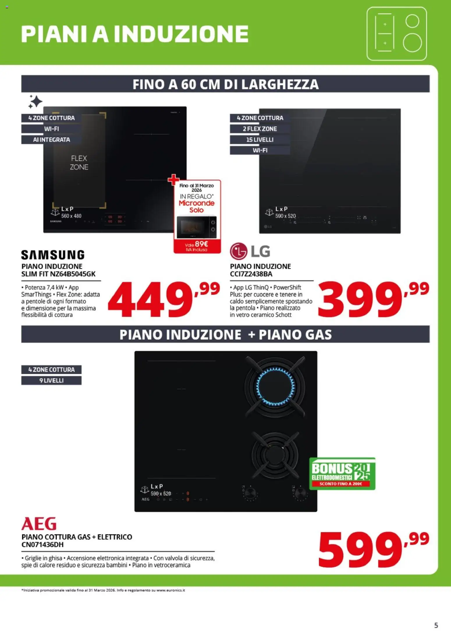 Volantino Comet del 20.03.2026 | Pagina: 5 | Prodotti: Microonde, Piano cottura, Samsung