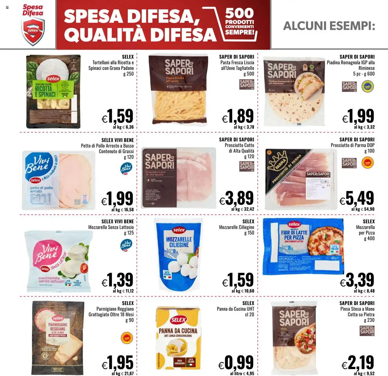 Volantino Famila del 21.08.2025 | Pagina: 18 | Prodotti: Petto di Pollo, Prosciutto di Parma, Tagliatelle, Latte
