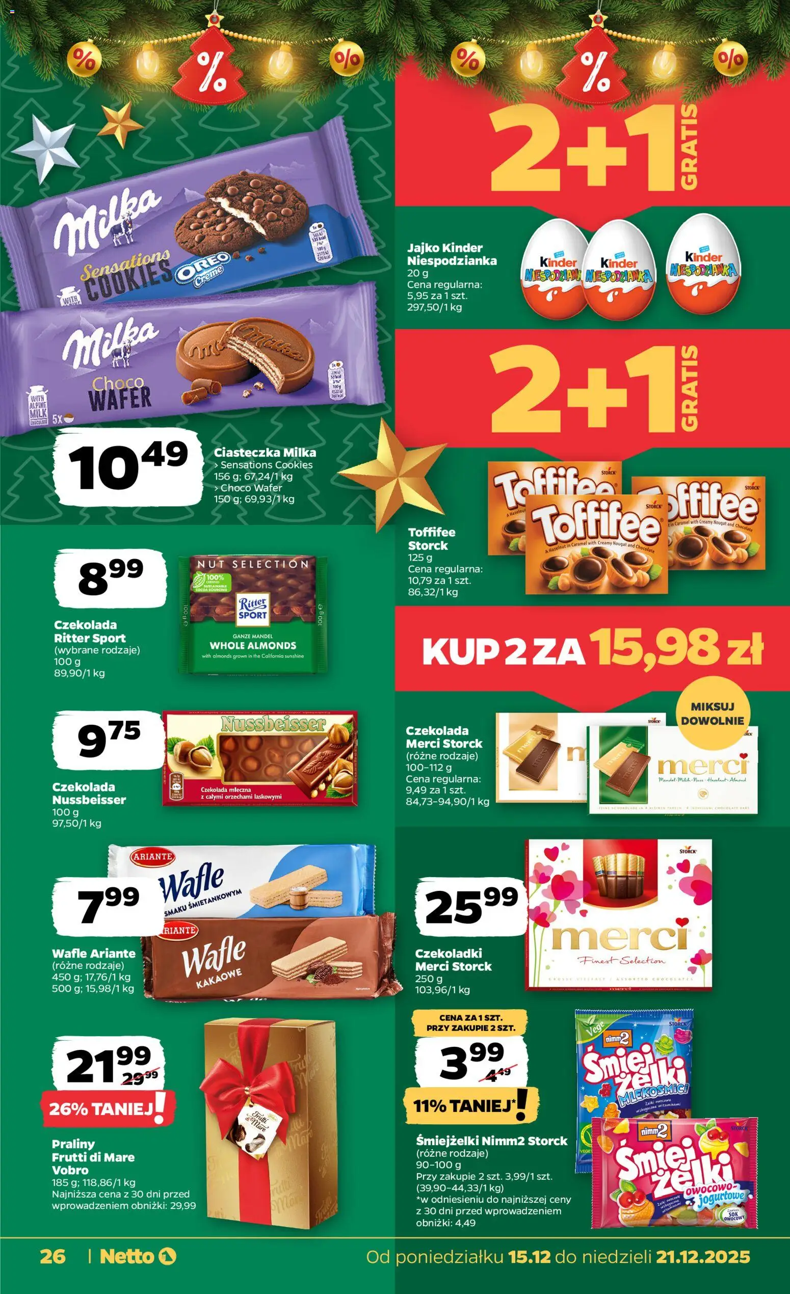 Netto gazetka - Spożywcza od 15.12.2025 | Strona: 26 | Produkty: Czekolada mleczna, Milka, Żelki, Ciasteczka