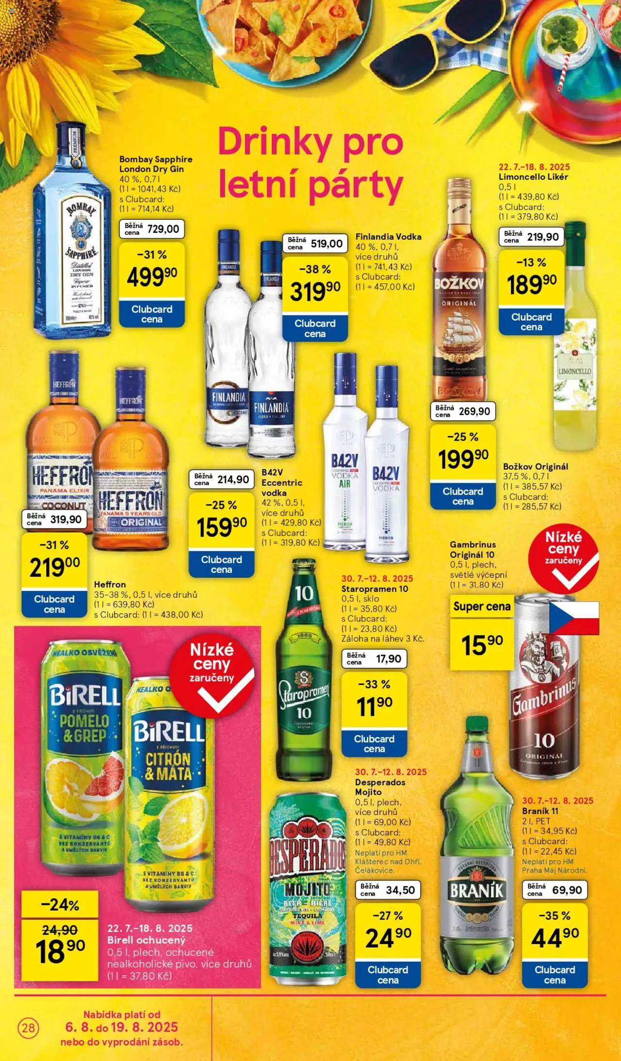 Tesco leták - Hypermarket od 06.08.2025 | Strana: 28 | Produkty: Staropramen 10, Gin, Vodka, Vitamíny